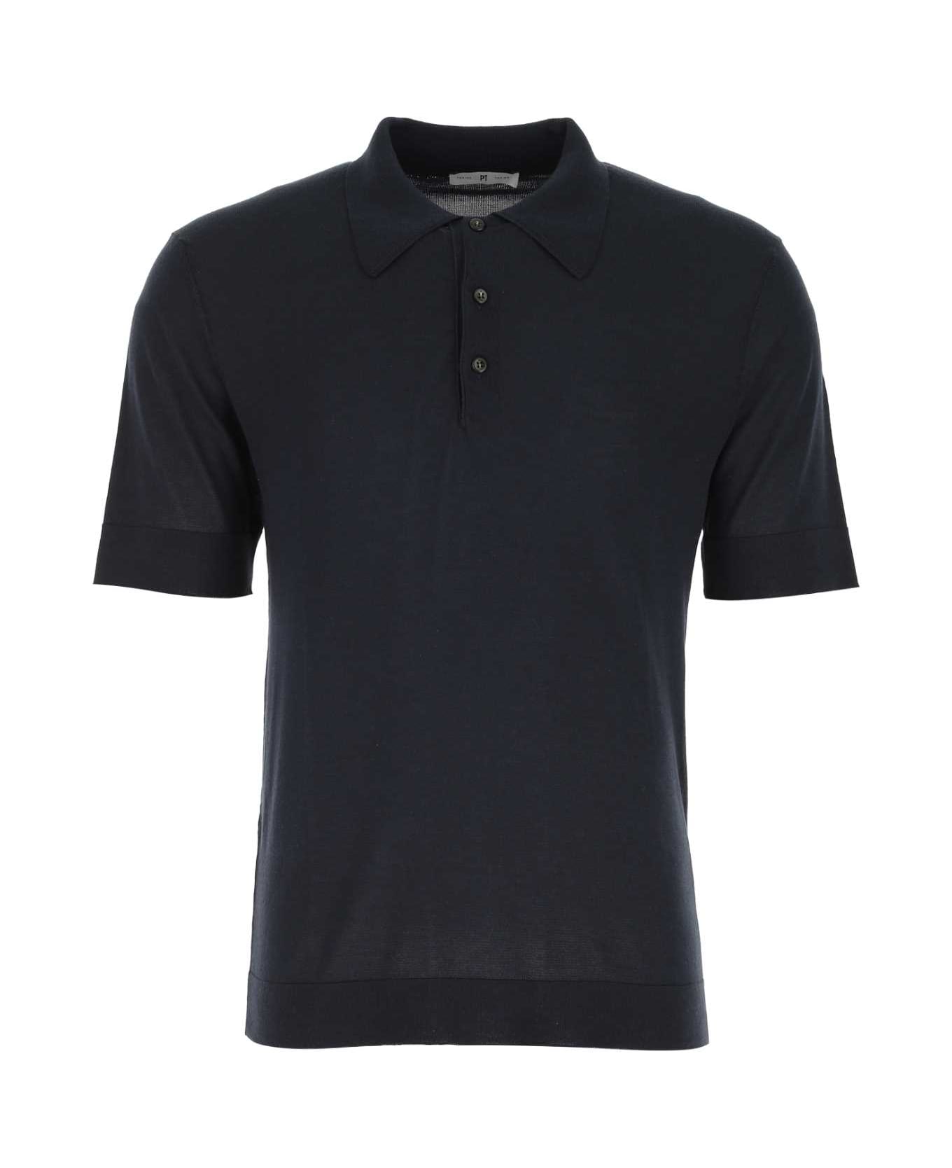 PT Torino Navy Blue Cotton Blend Polo Shirt - 0350