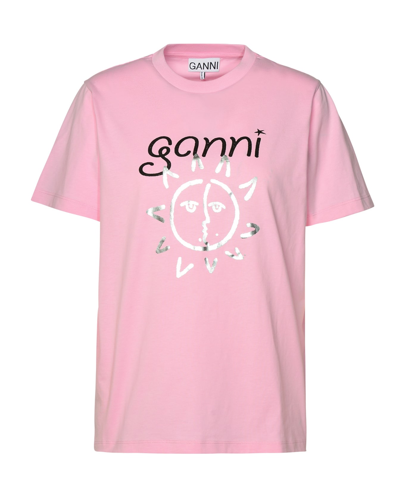 Ganni Pink Cotton T-shirt - Lilla