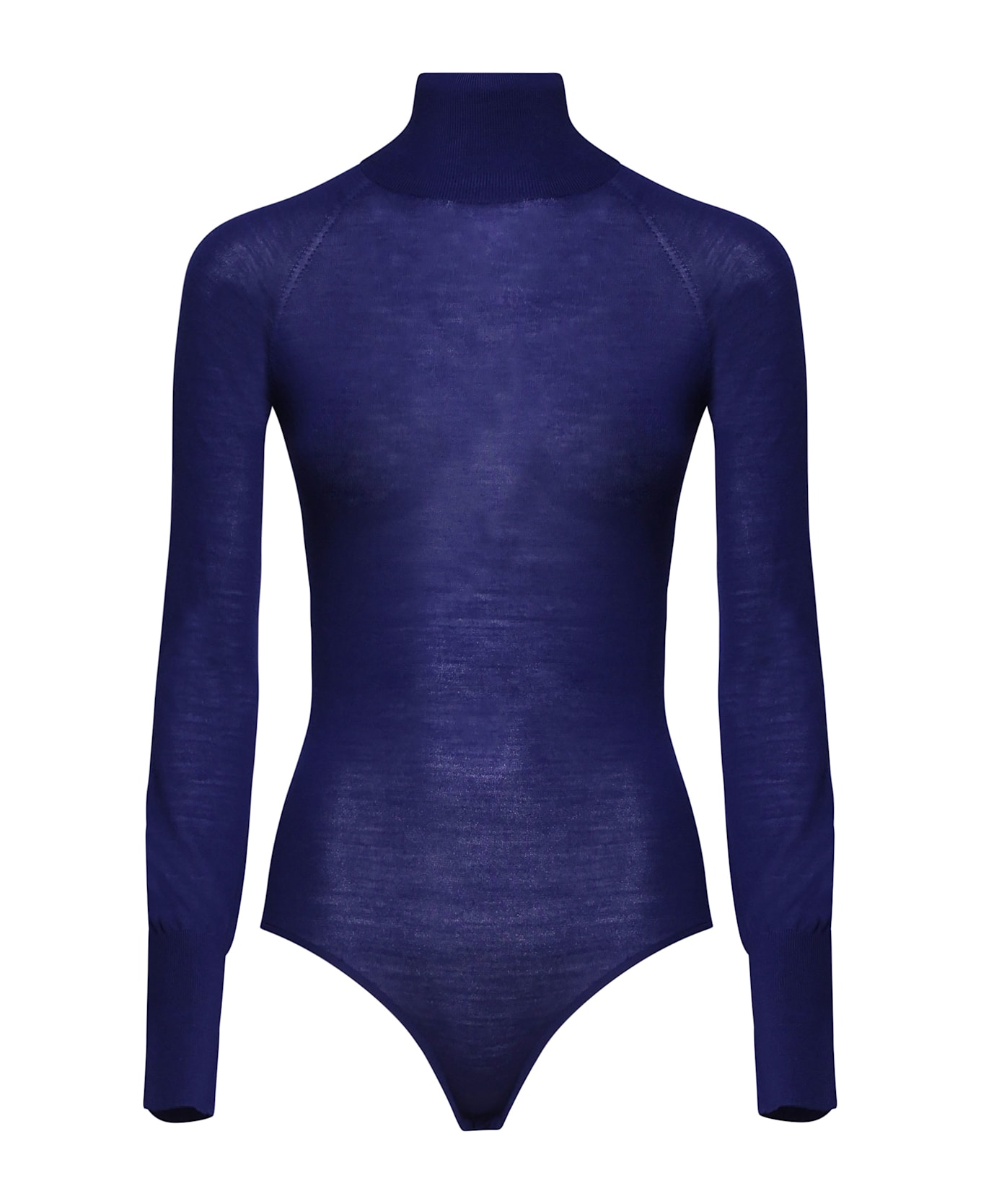 Alaia Sheer Bodysuit In Very Thin Merino Wool - Blue