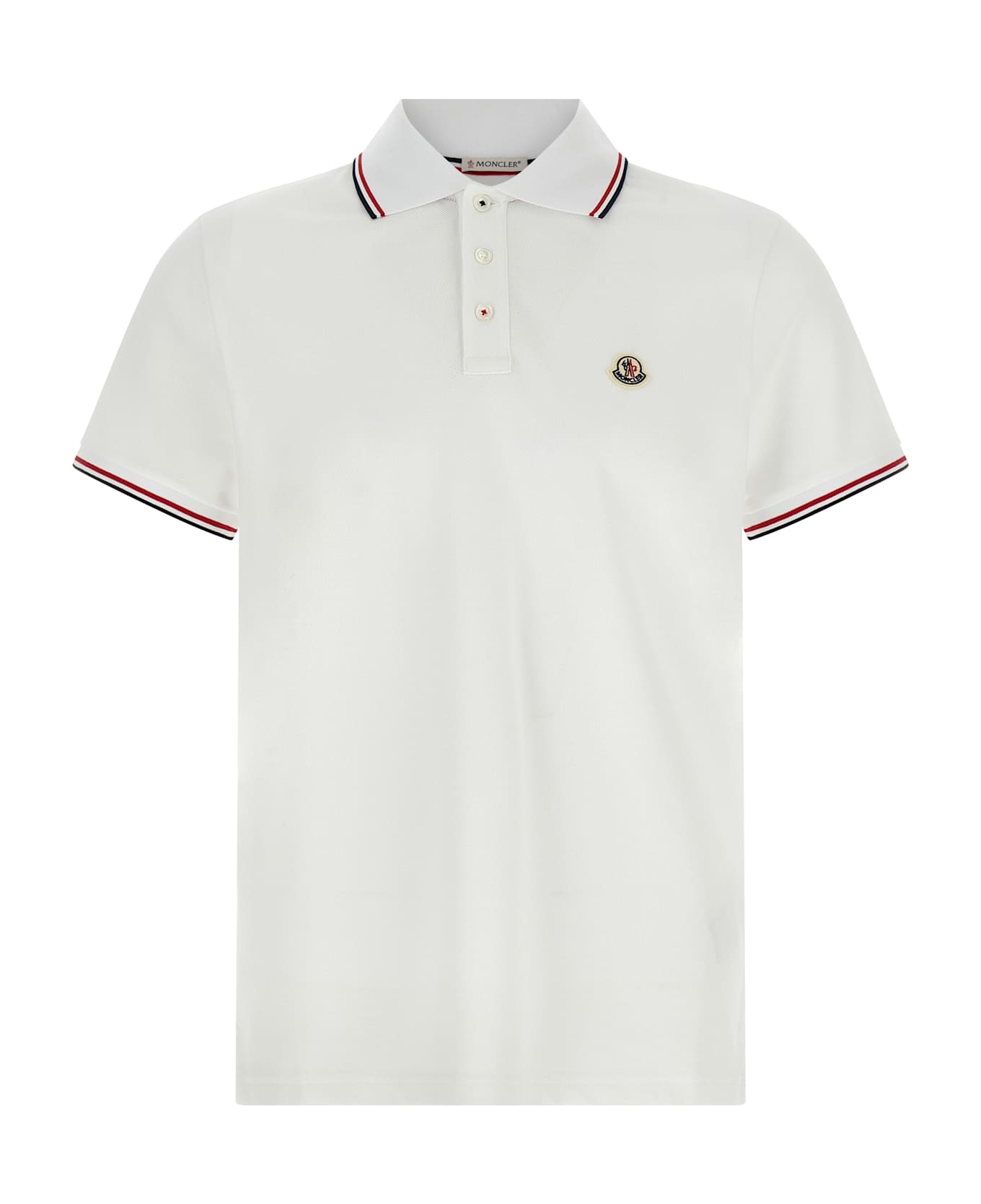 Moncler Piqué Cotton Polo Shirt - White