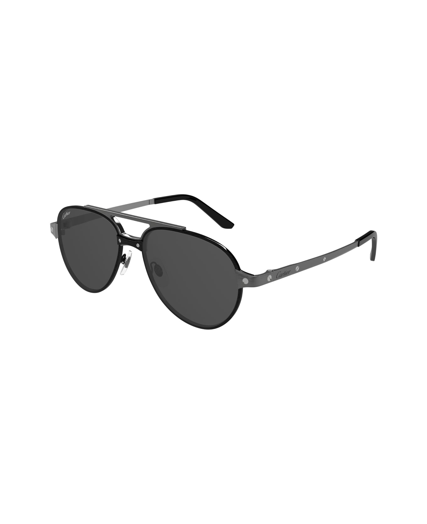 Cartier Eyewear Ct0476s Santos De Cartier 005 Black Ruthenium Smoke Sunglasses - Grigio