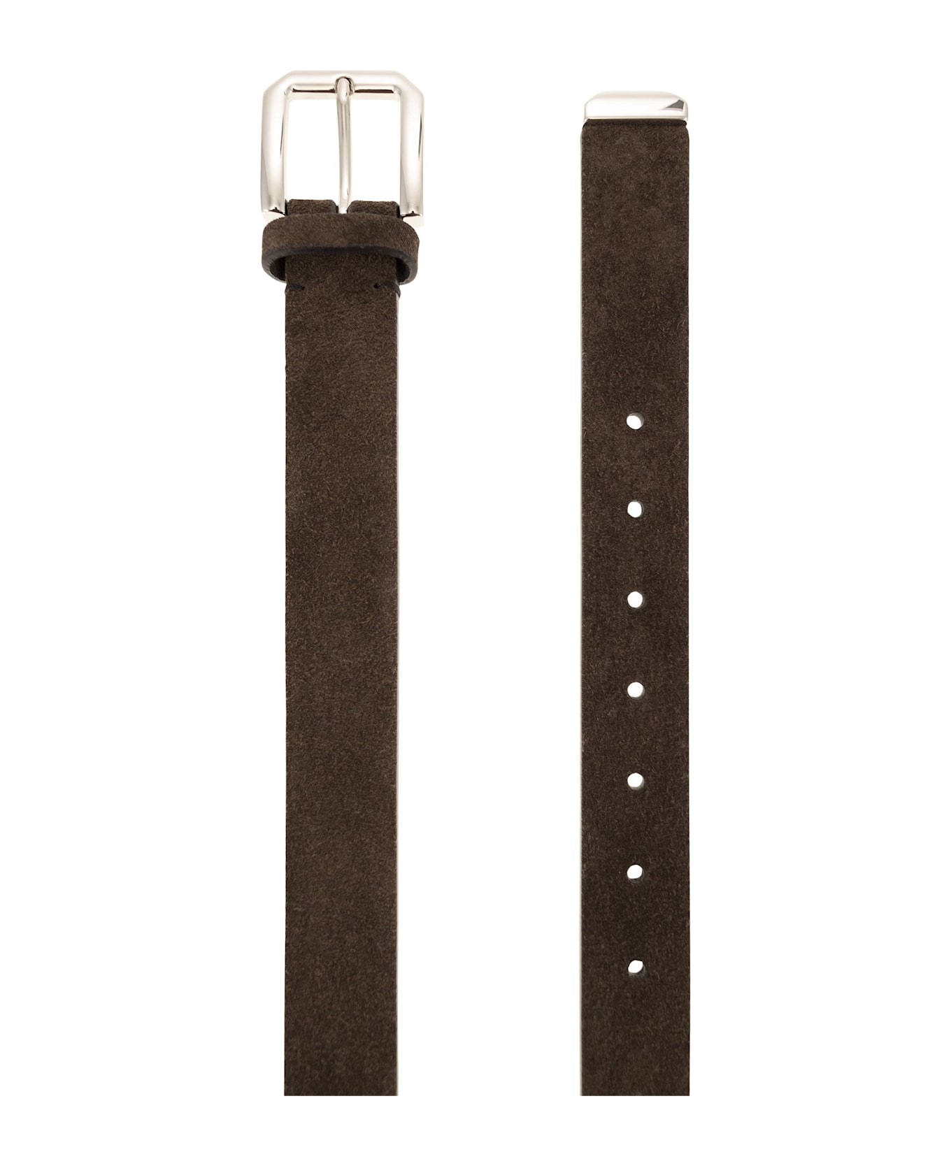 Brunello Cucinelli Inverted Leather Belt With Square Buckle And Toecap - Brown