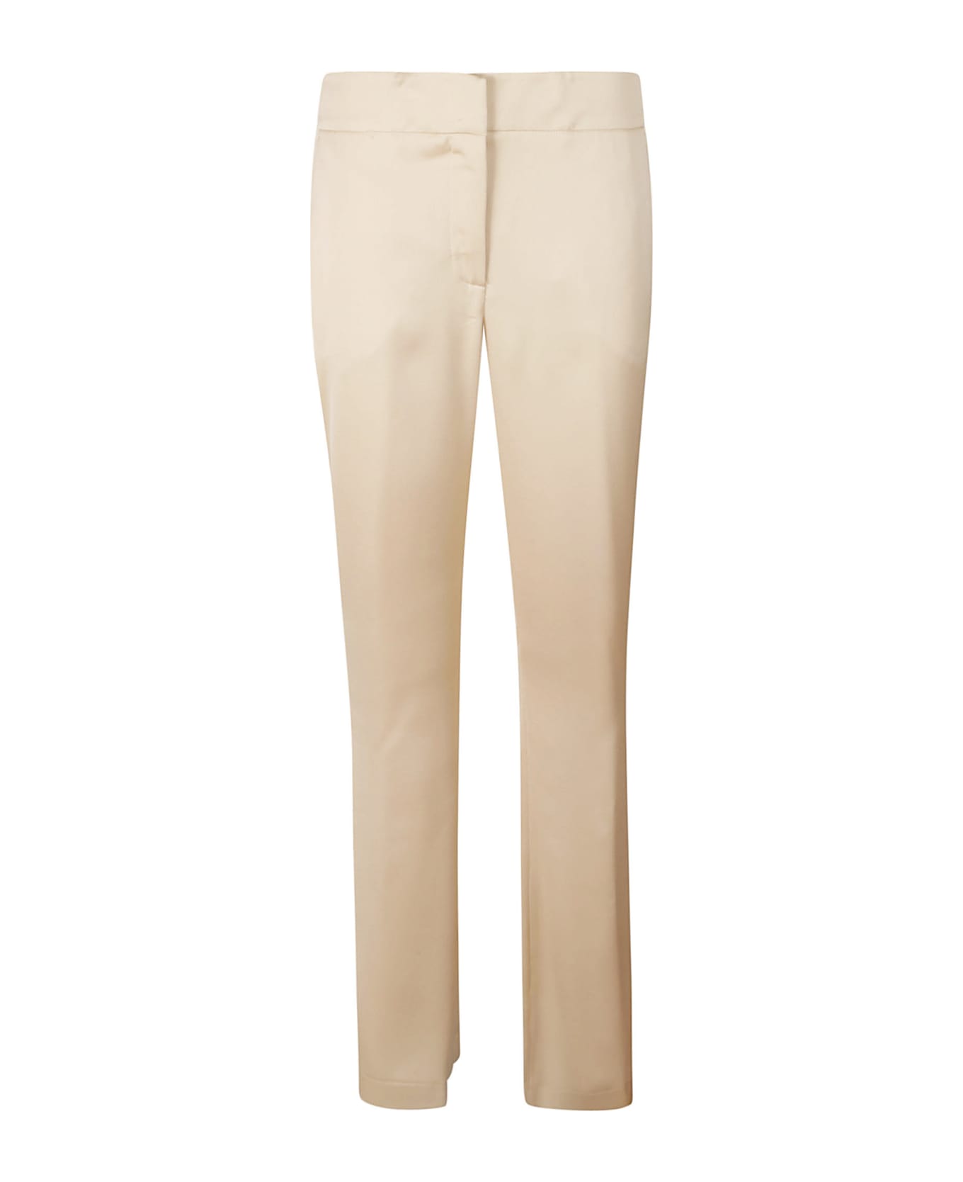 Genny High-waist Plain Flare Trousers - Beige