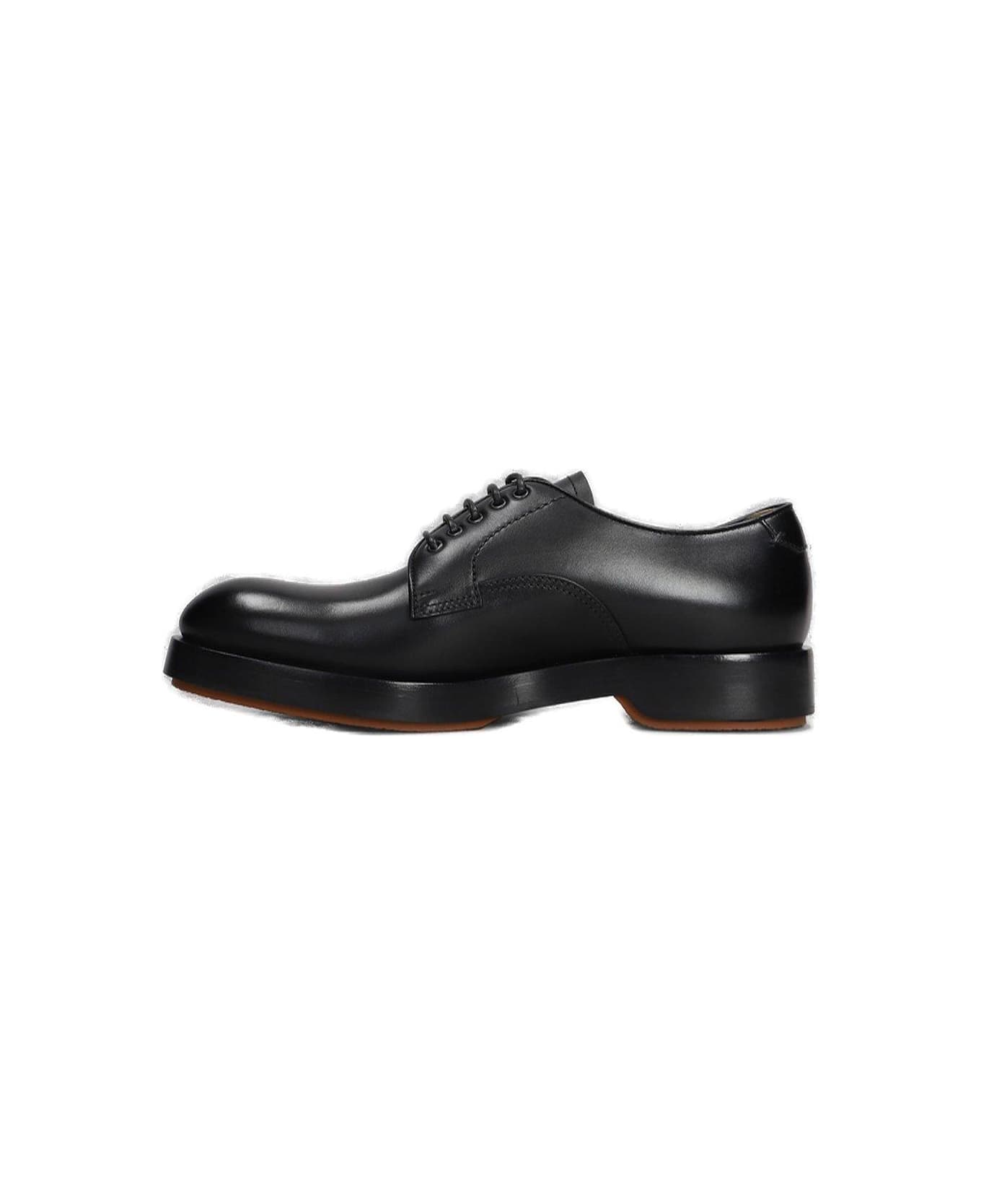 Zegna Round-toe Lace-up Derby Shoes - Black