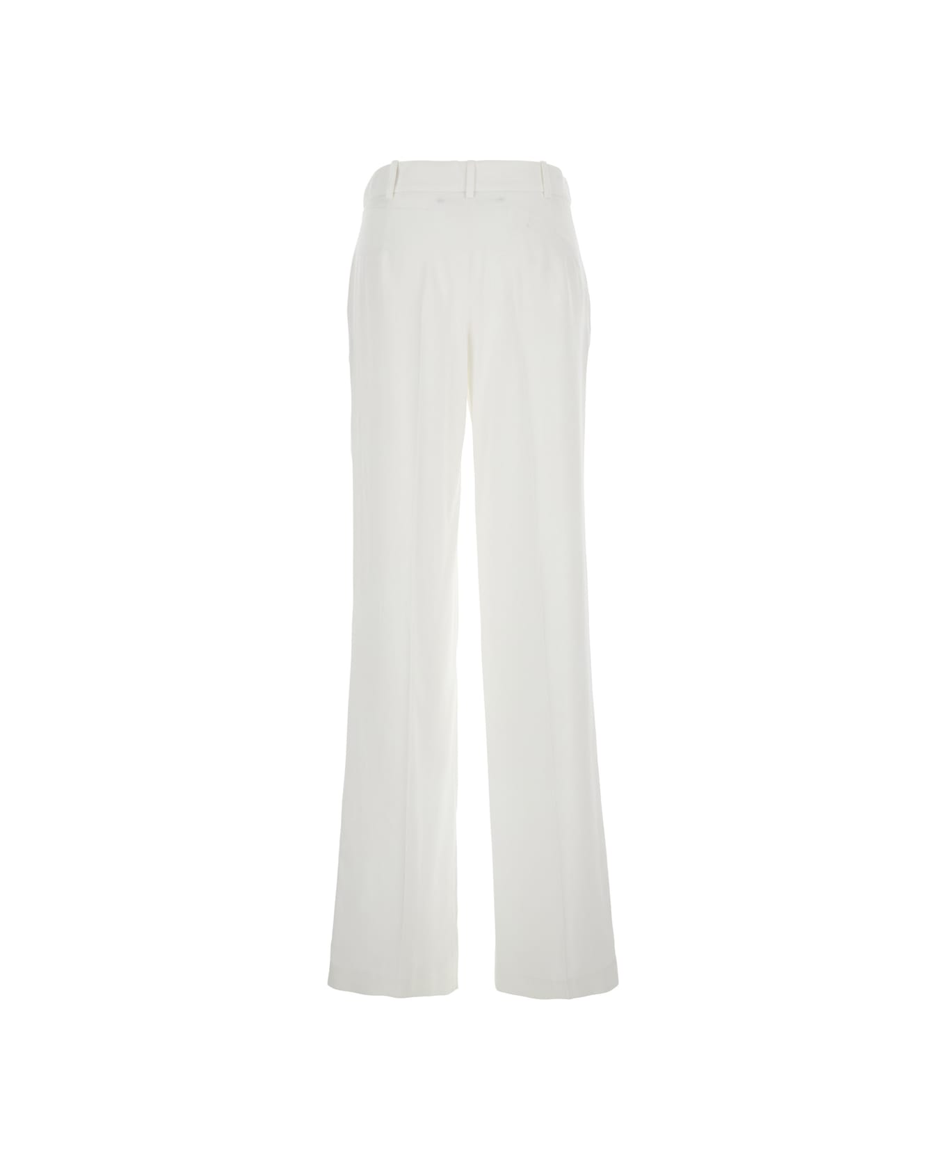 Federica Tosi White Palazzo Pants With Pences On The Front In Viscose Woman - White