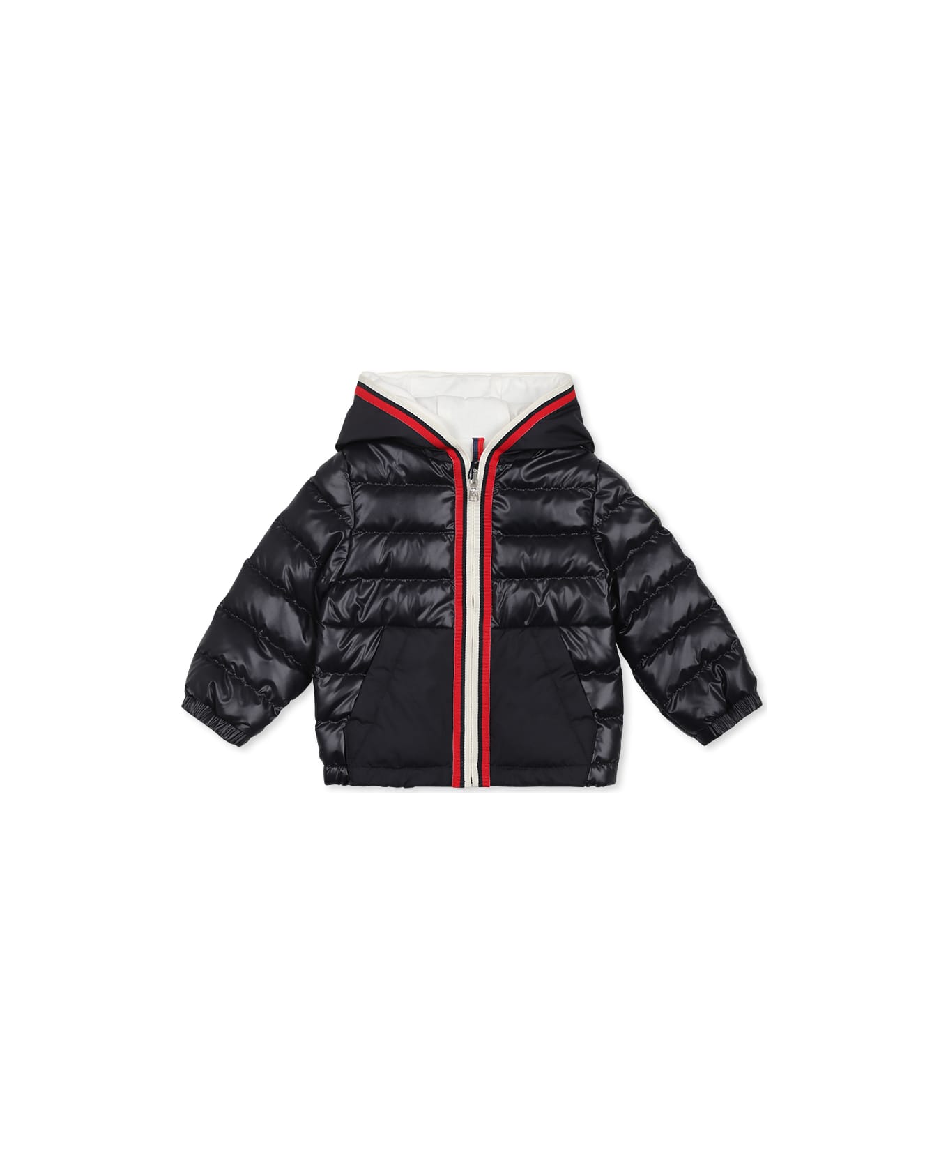 Moncler Blue Down Jacket For Baby Boy With Logo - Blue