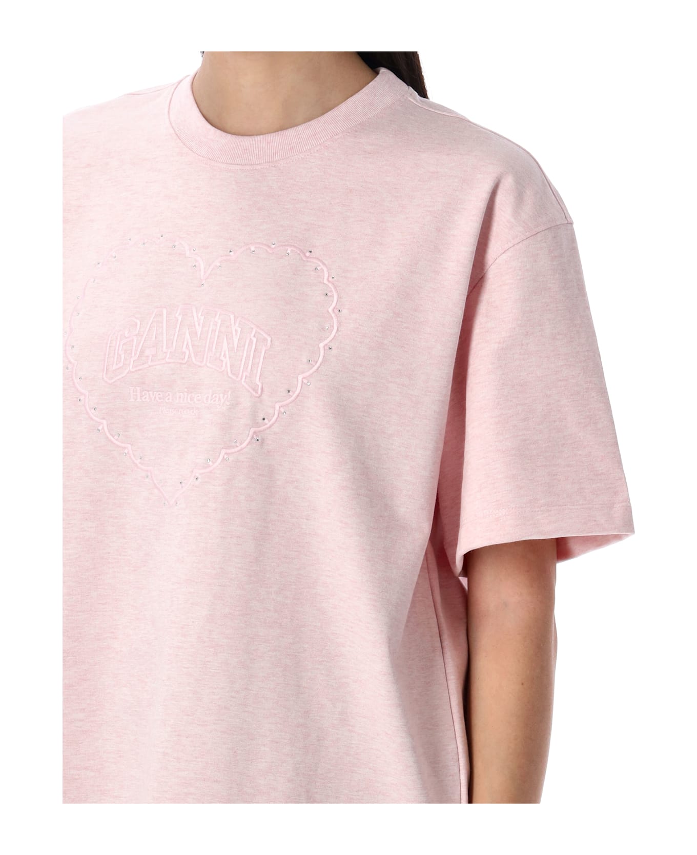 Ganni Heart T-shirt - CHALK PINK