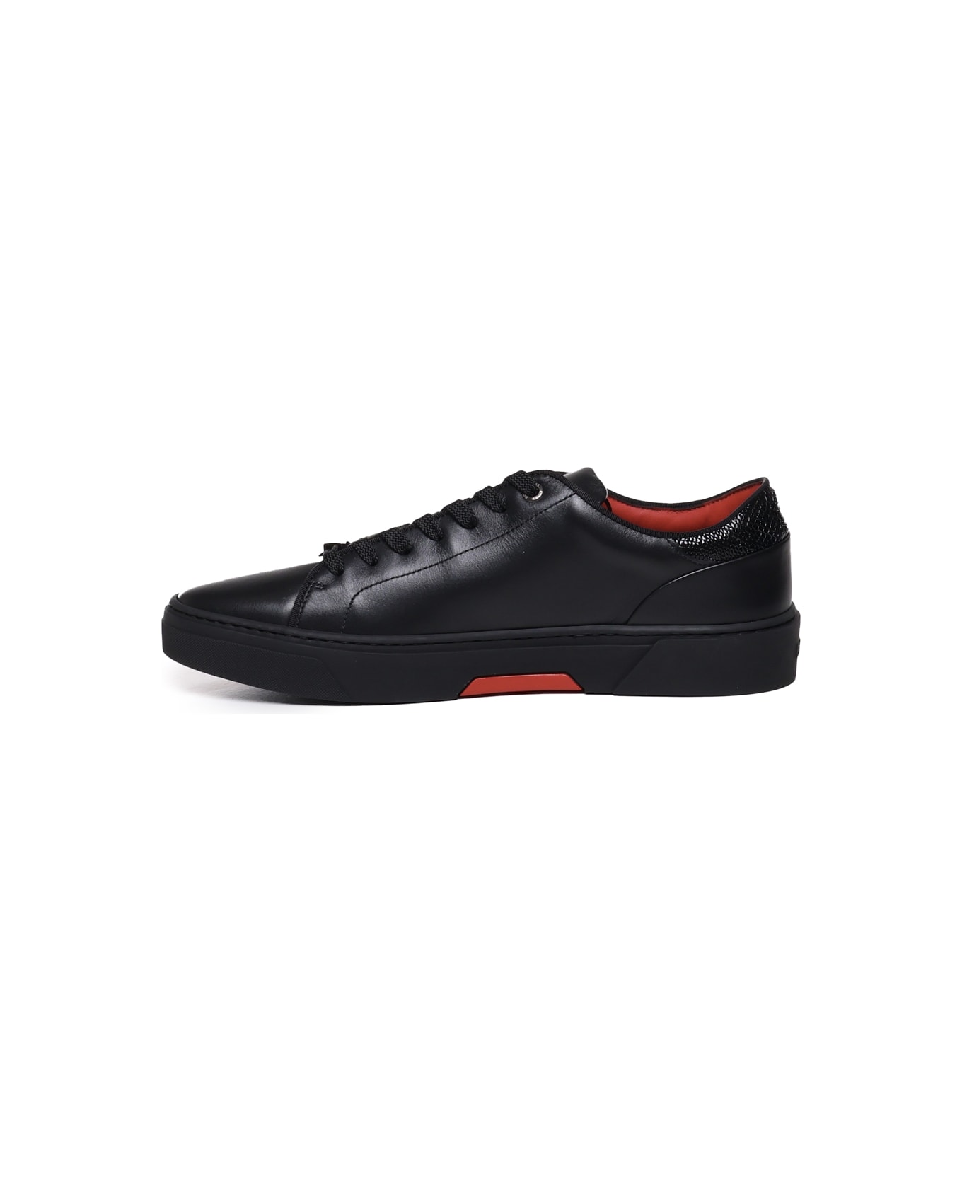 Hugo Boss Leather Lace-up Sneakers Com Special Embossed Graphic - Black