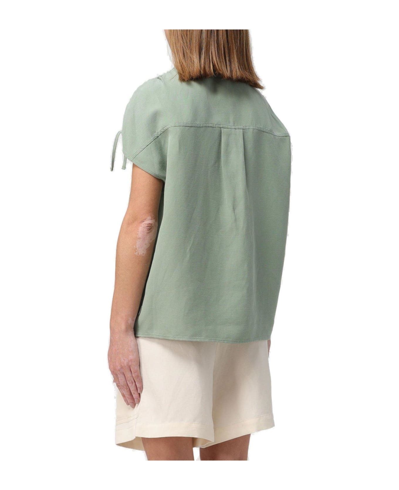 Woolrich Ruched Straight Hem Sleeveless Shirt - Green シャツ