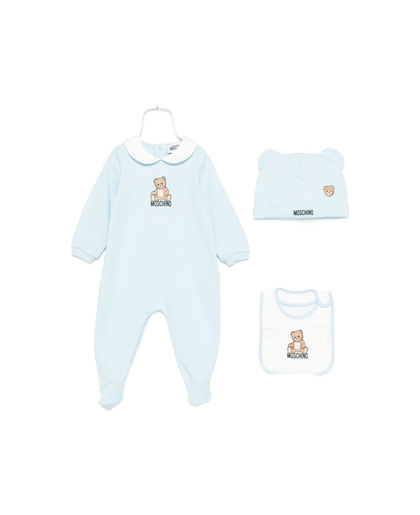 Moschino Kids Baby Set With Teddy Bear Motif - Clear Blue