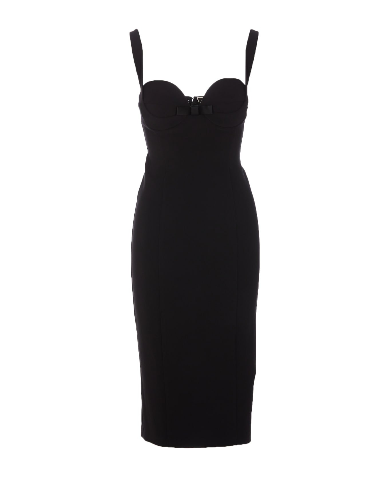 Elisabetta Franchi Midi Bow Dress - Black