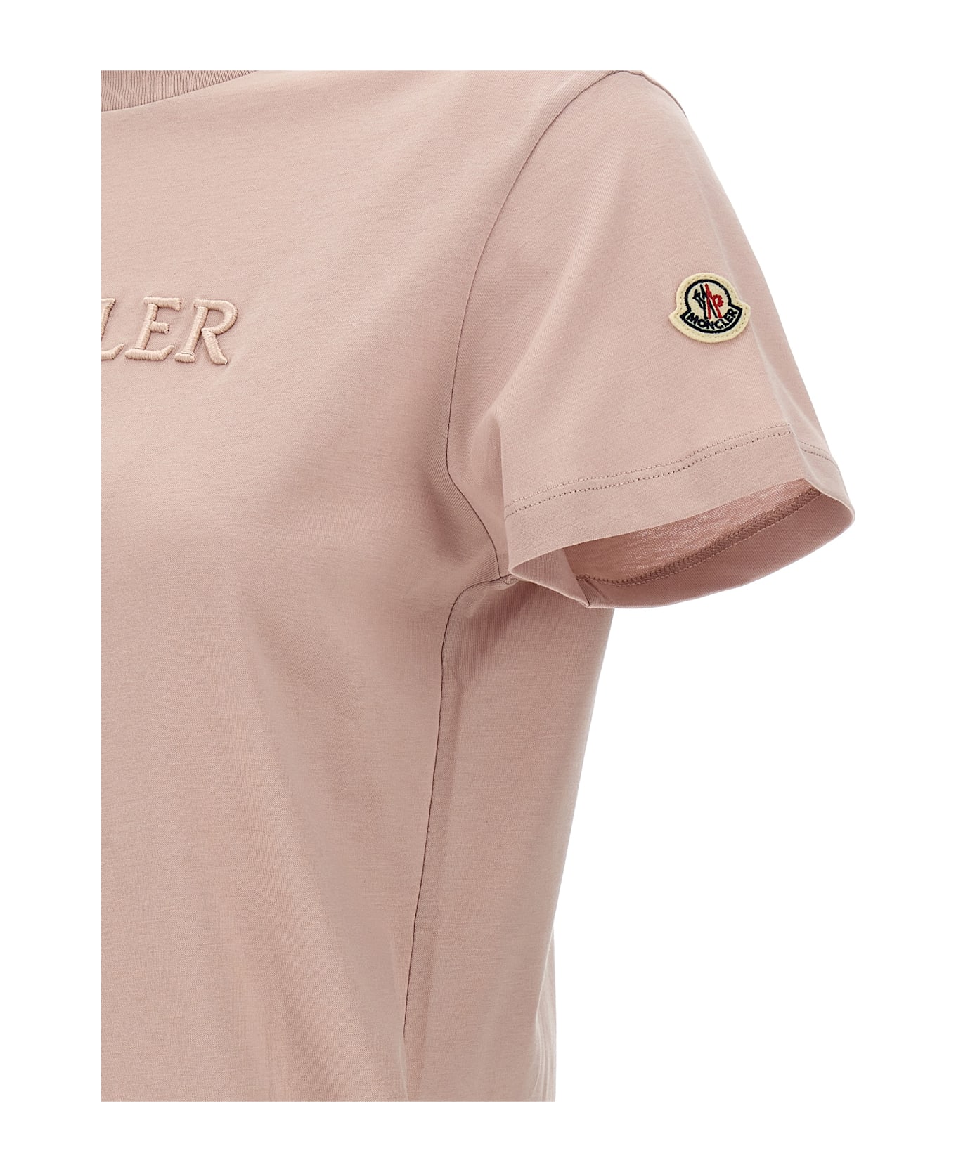 Moncler Logo Embroidery T-shirt - Pink