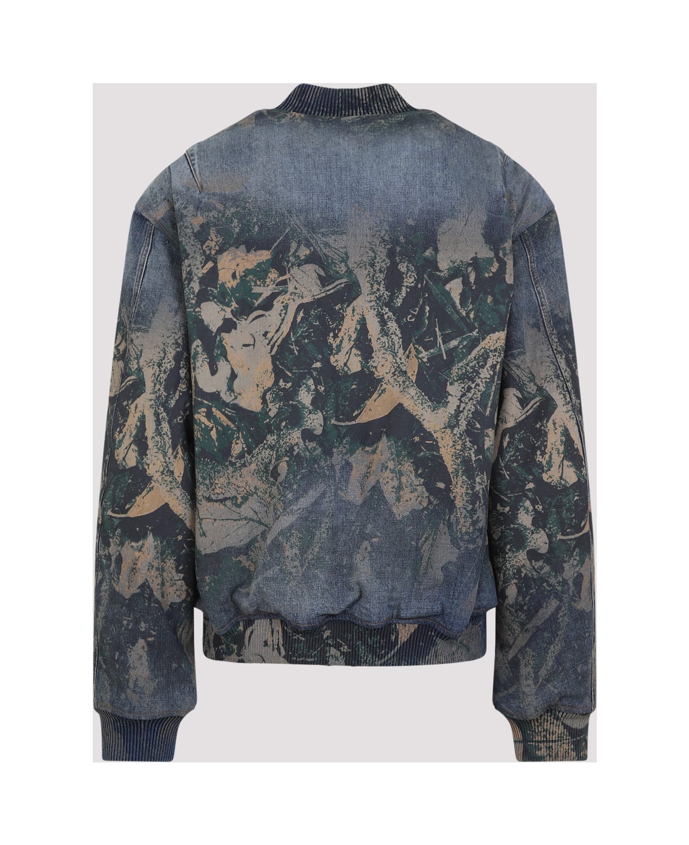 Acne Studios Denim Bomb Jacket With Camo Details - Brown