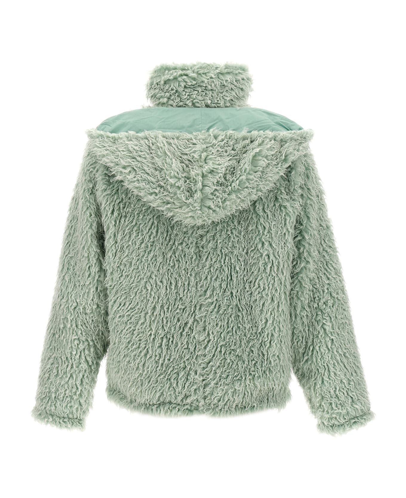 Marni 
long Pile Shaggy
 Hooded Jacket - Green