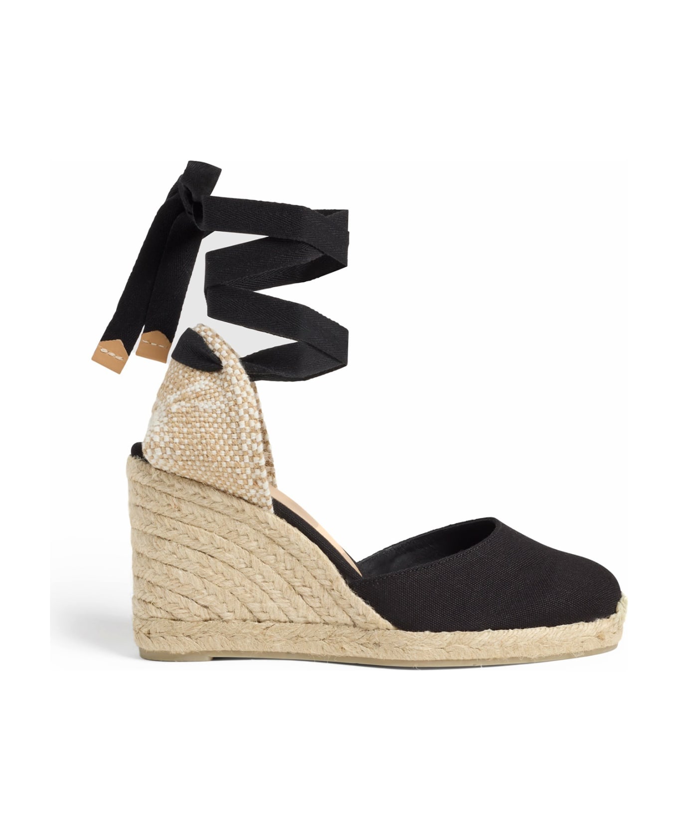 Castañer Espadrilles Carina Black With Laces At The Ankle - Negro ウェッジシューズ