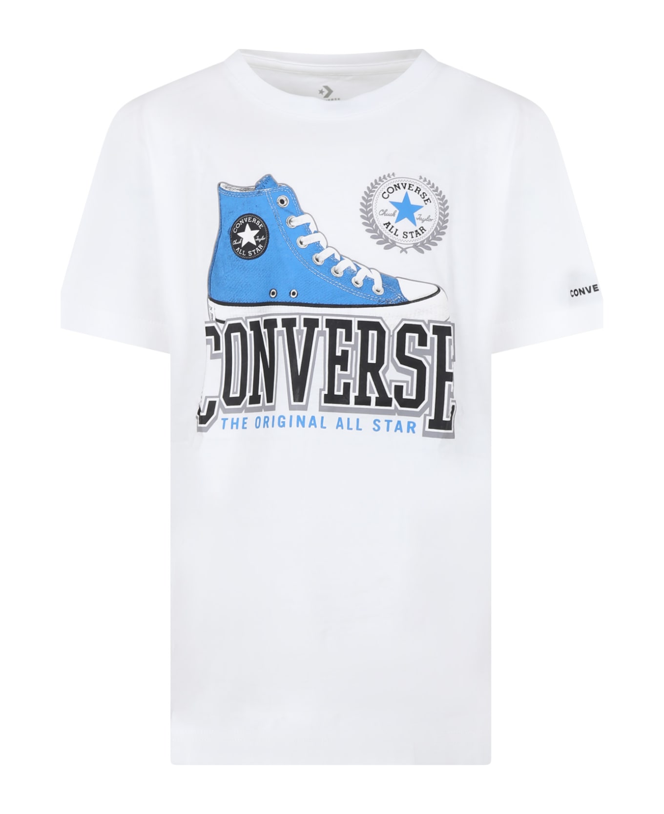 Converse White T-shirt For Boy With Logo - White