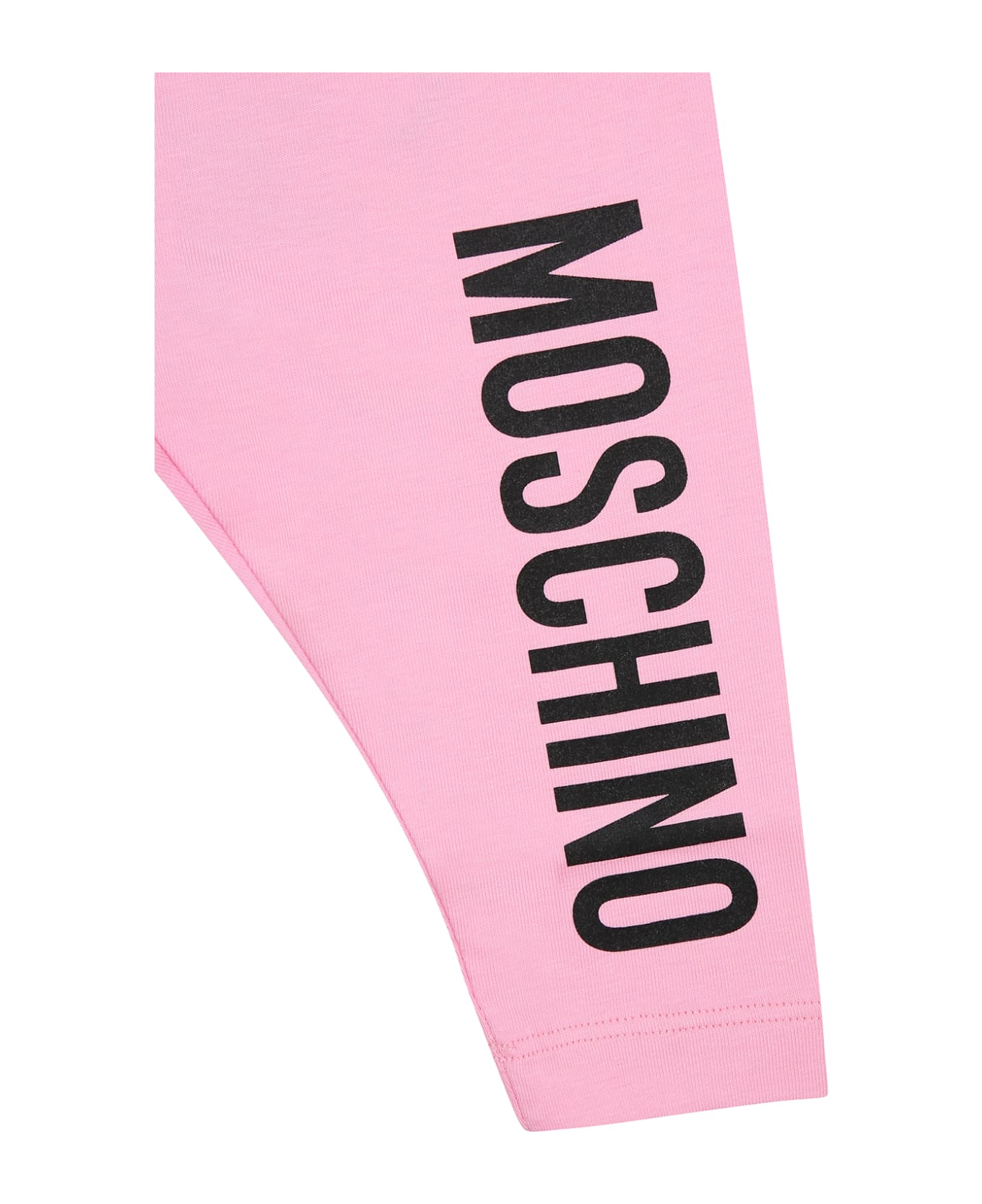 Moschino Pink Leggings For Baby Girl With Logo - Pink ボトムス