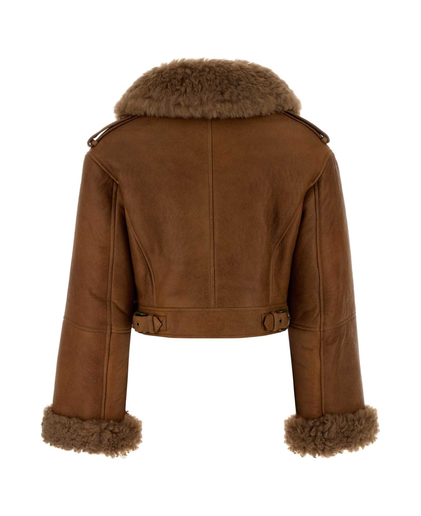 Chloé Caramel Leather Jacket - AMBERBROWN