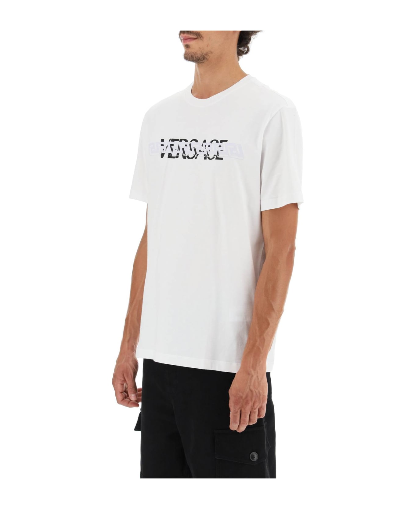 Versace Mitchel Fit T-shirt With Greca And Logo - BIANCO OTTICO