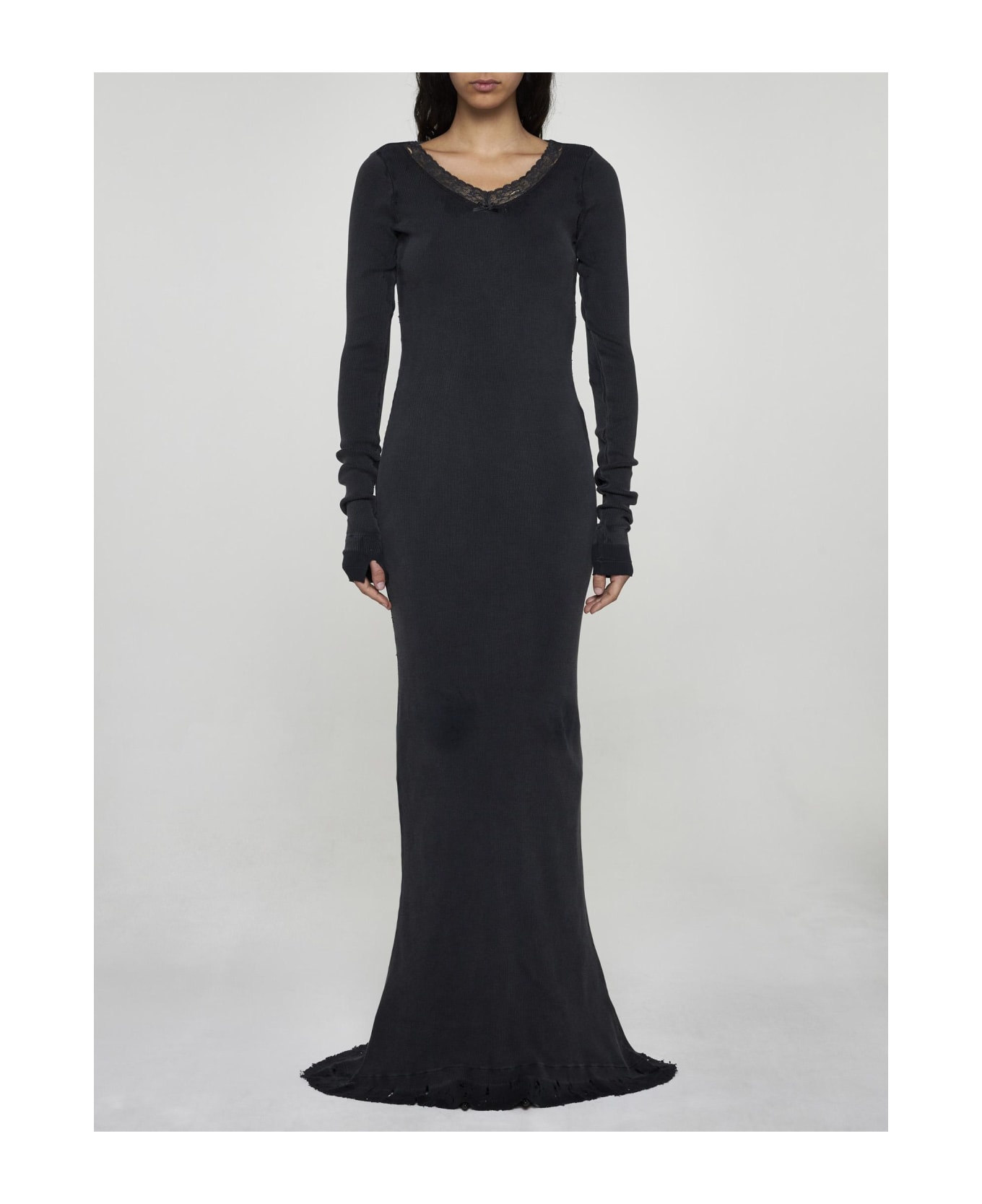 Balenciaga Cotton Maxi Dress - BLACK