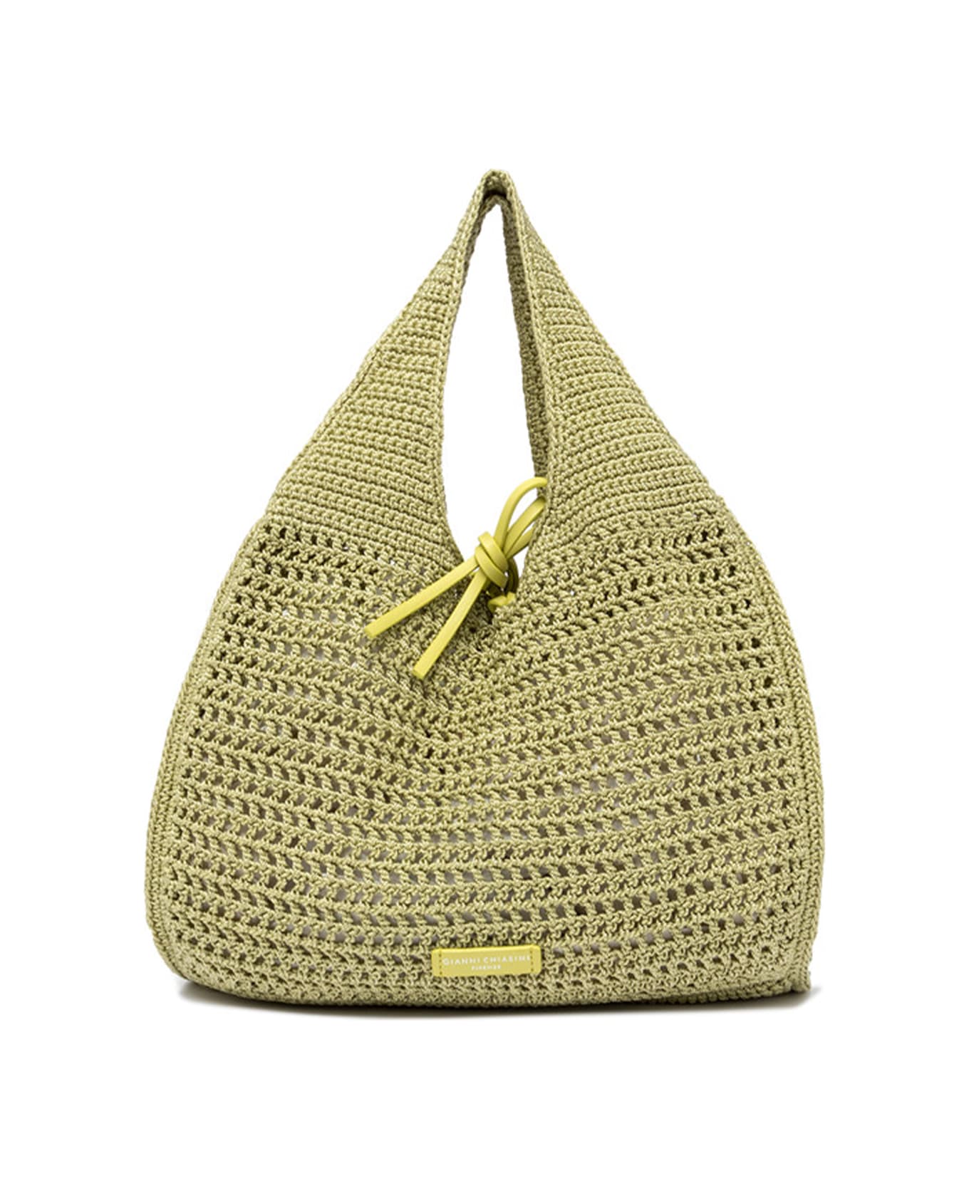 Gianni Chiarini Yellow Euforia Shopping Bag In Crochet Fabric - SUNNY LIGHT トートバッグ