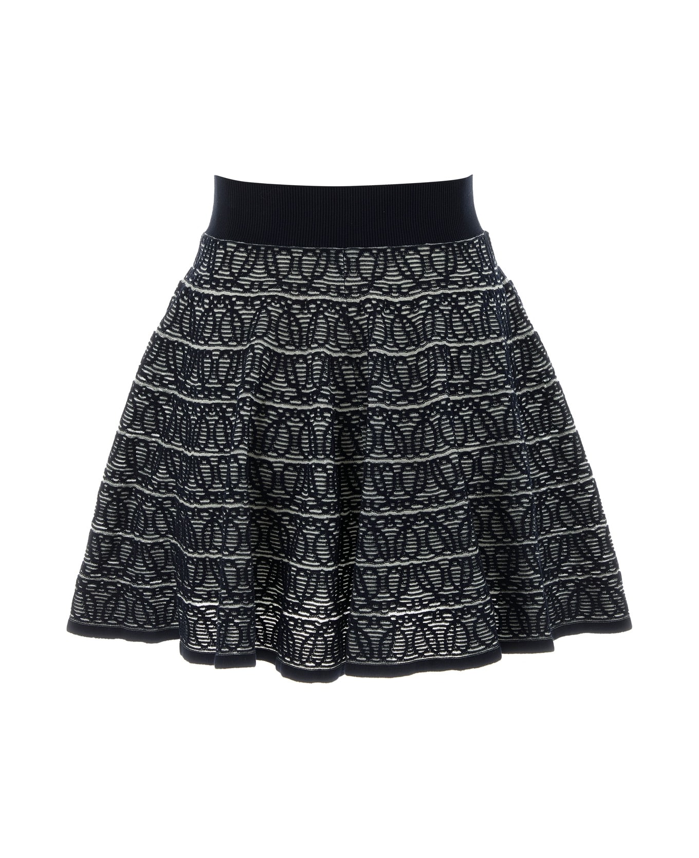 Loewe Embroidered Cotton Blend Skirt - NAVYWHITE