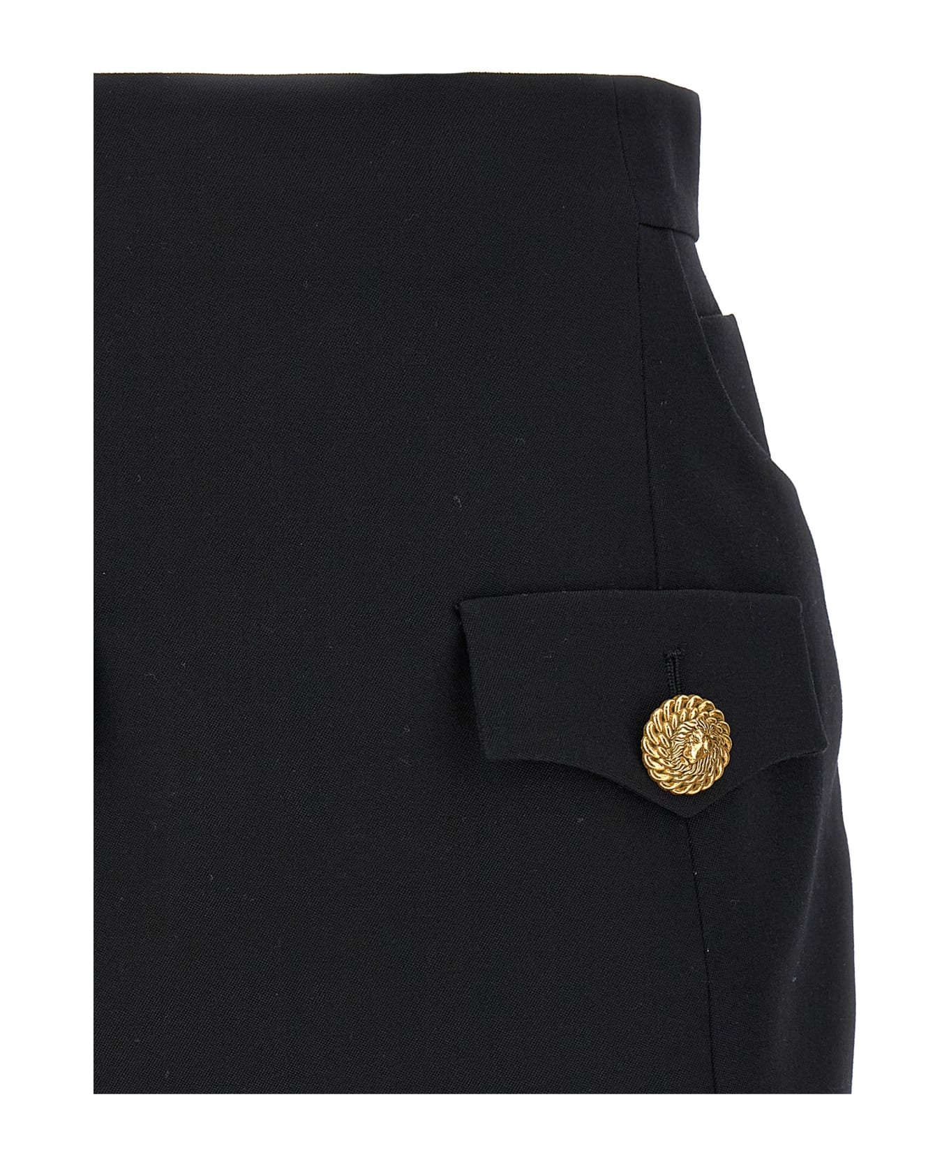 Balmain Contrast Button Mini Skirt - BLACK