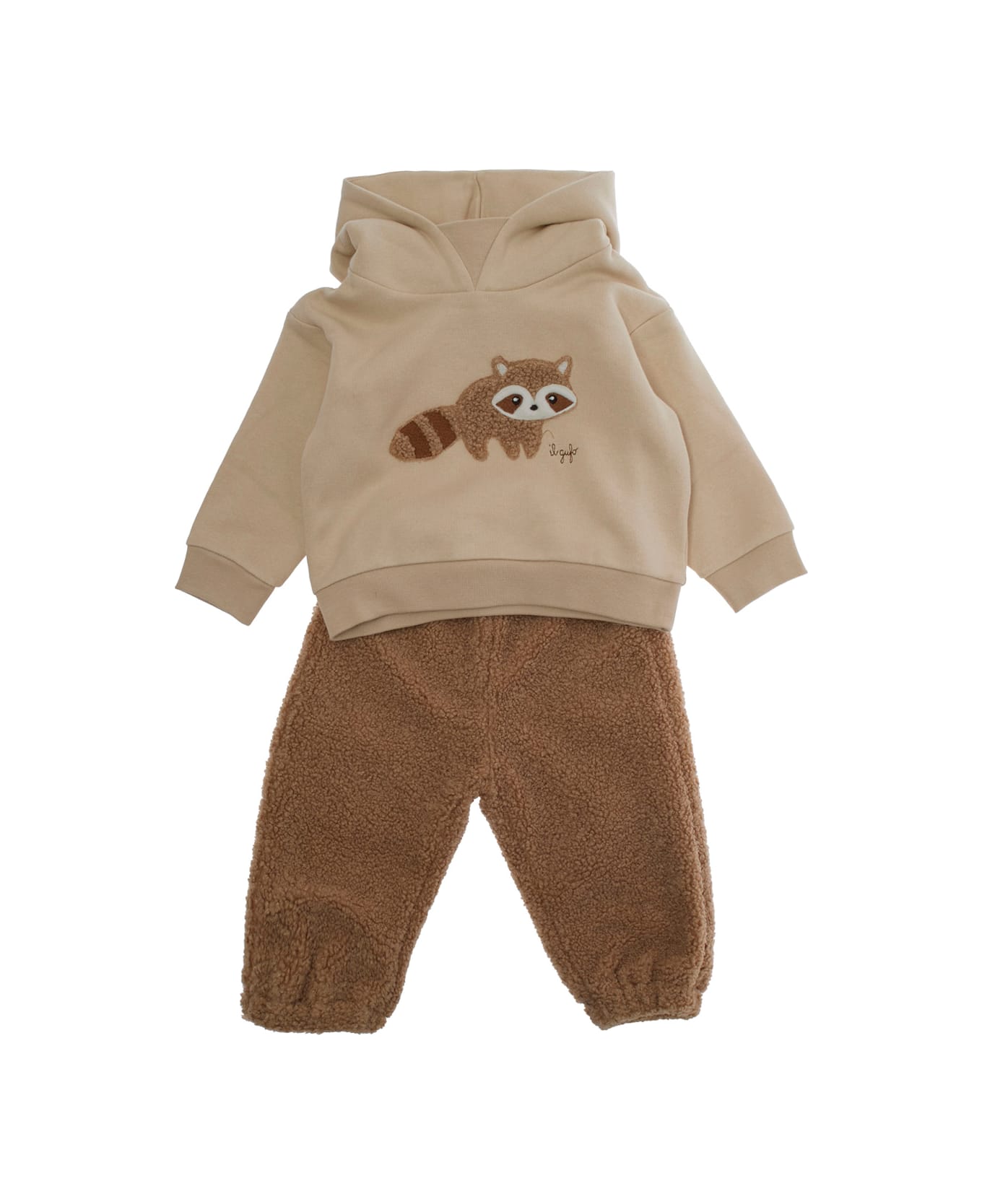 Il Gufo Brown Suit With Embroidery On The Front In Cotton Baby - Brown