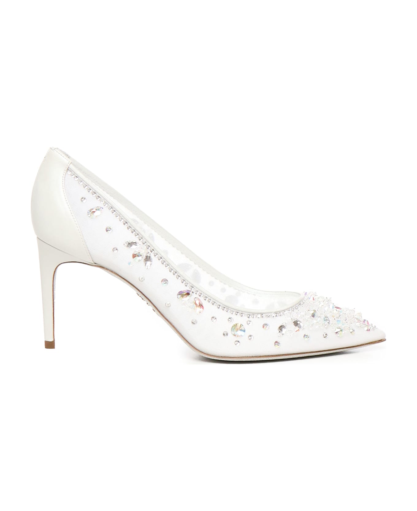René Caovilla Cindarella Rhinestons Embellished Pumps - White