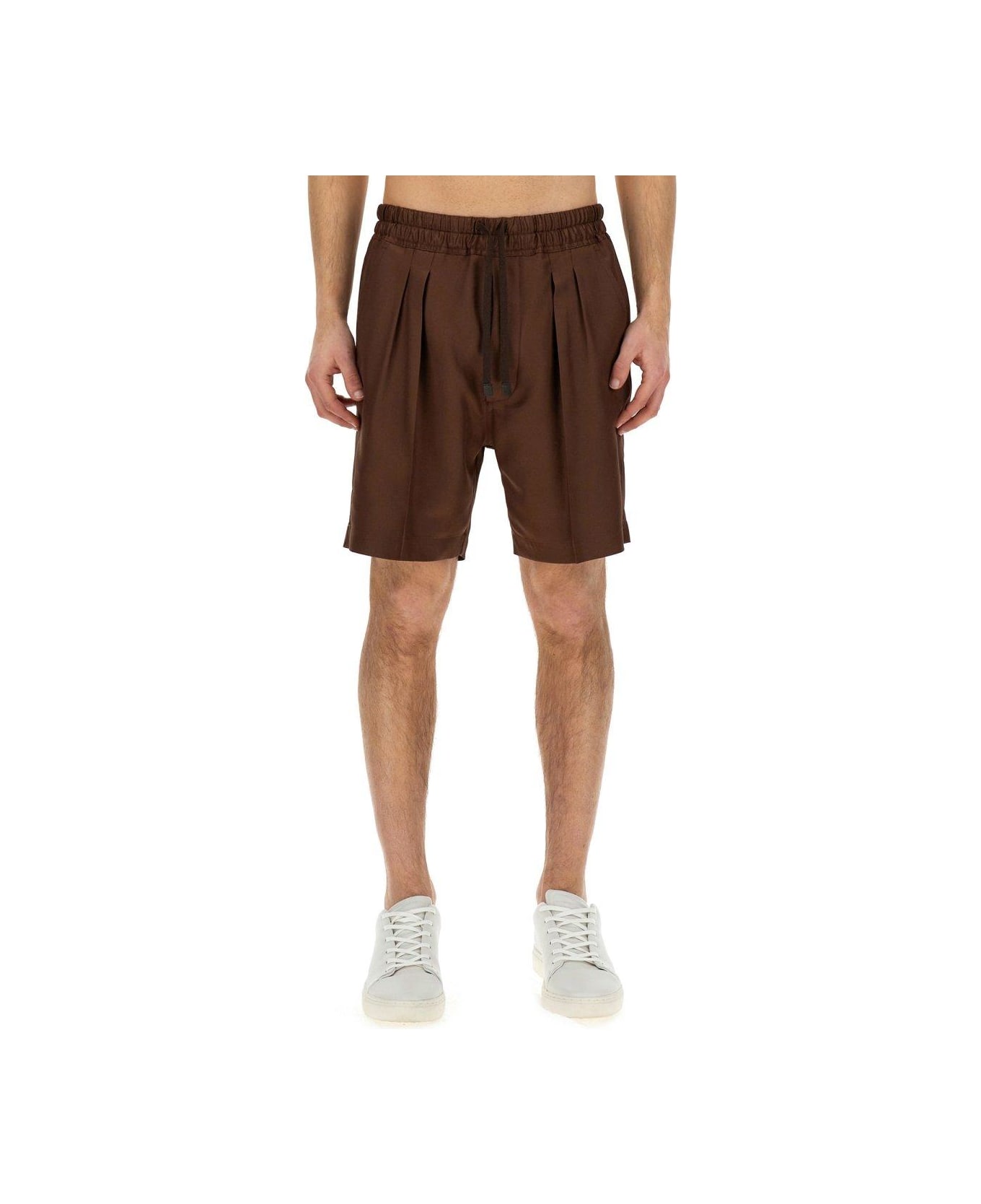 Tom Ford Drawstring Silk Bermuda Shorts - CHOCOLATE