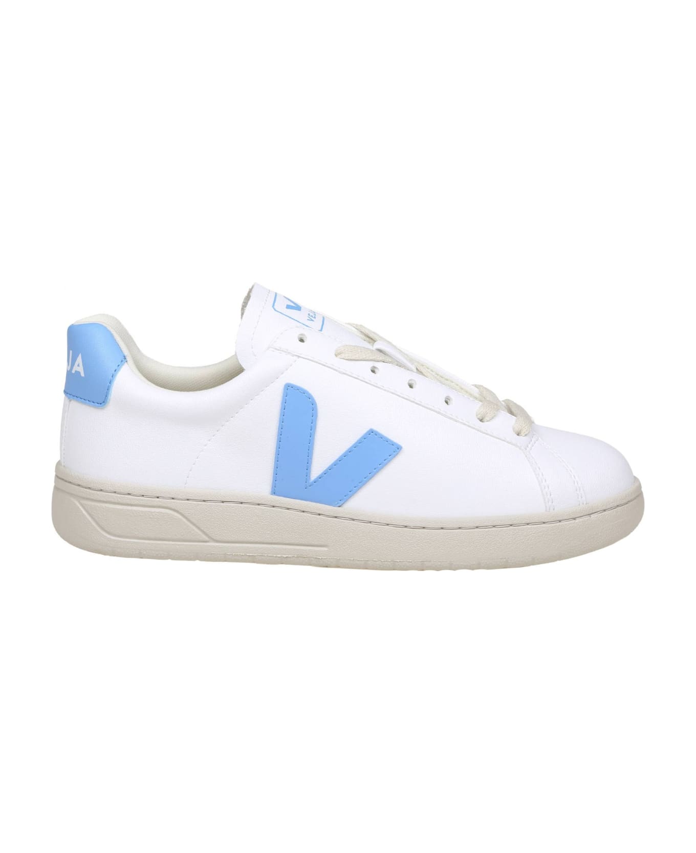 Veja Urca Sneakers In White/light Blue Coated Cotton - WHITE/LIGHT BLUE