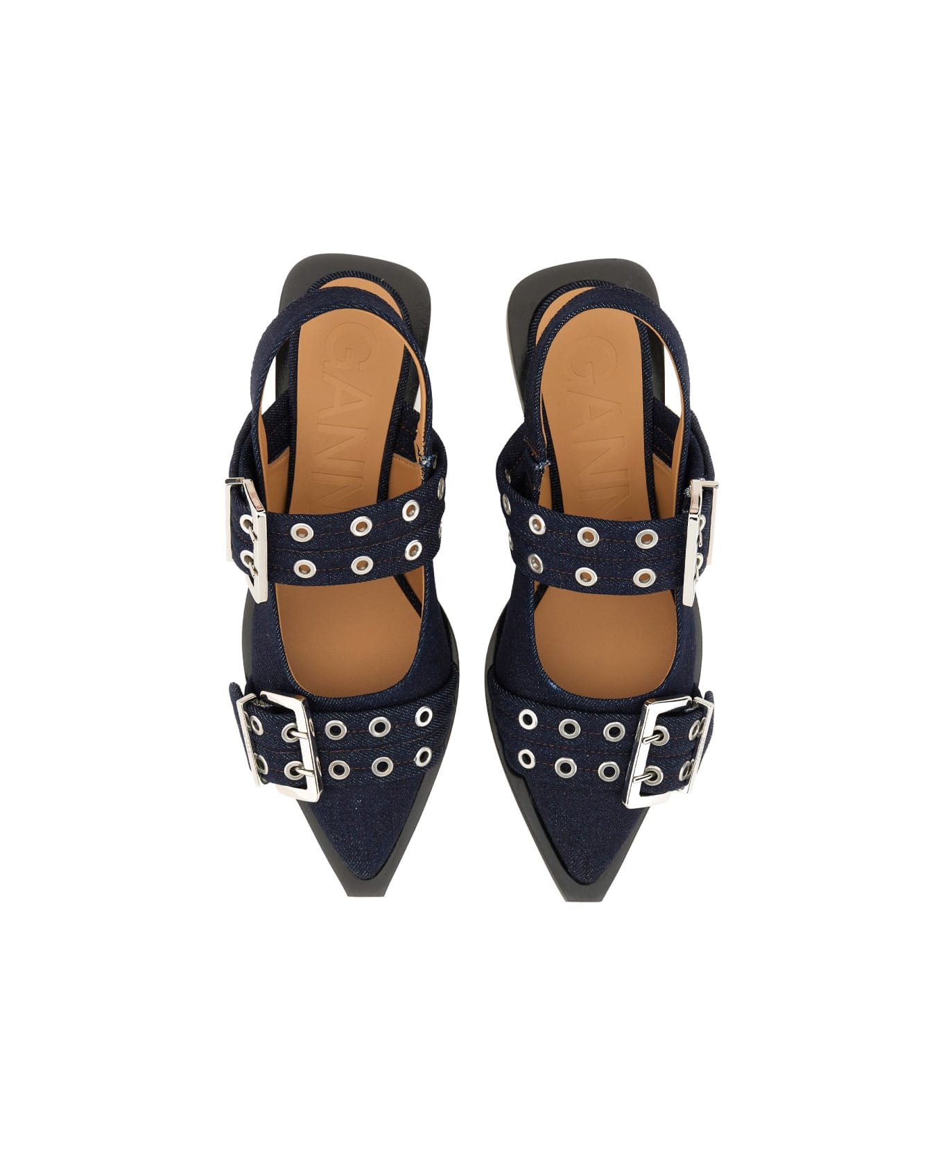 Ganni Ballerina With Buckle - DENIM