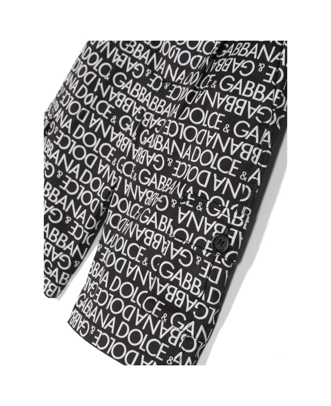 Dolce & Gabbana Black Bermuda Shorts With All-over Logo - Black