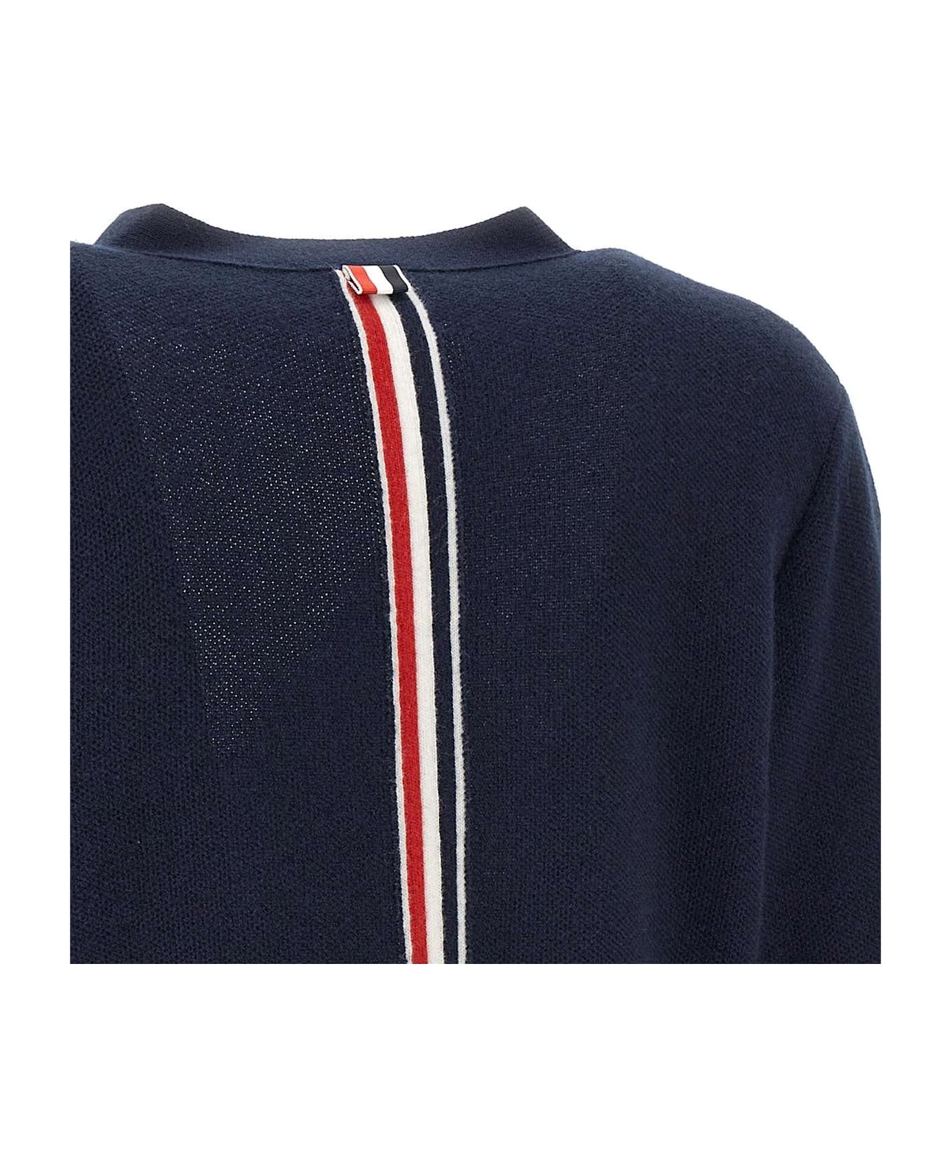 Thom Browne Washed Stitch Knitted Cardigan - Blue