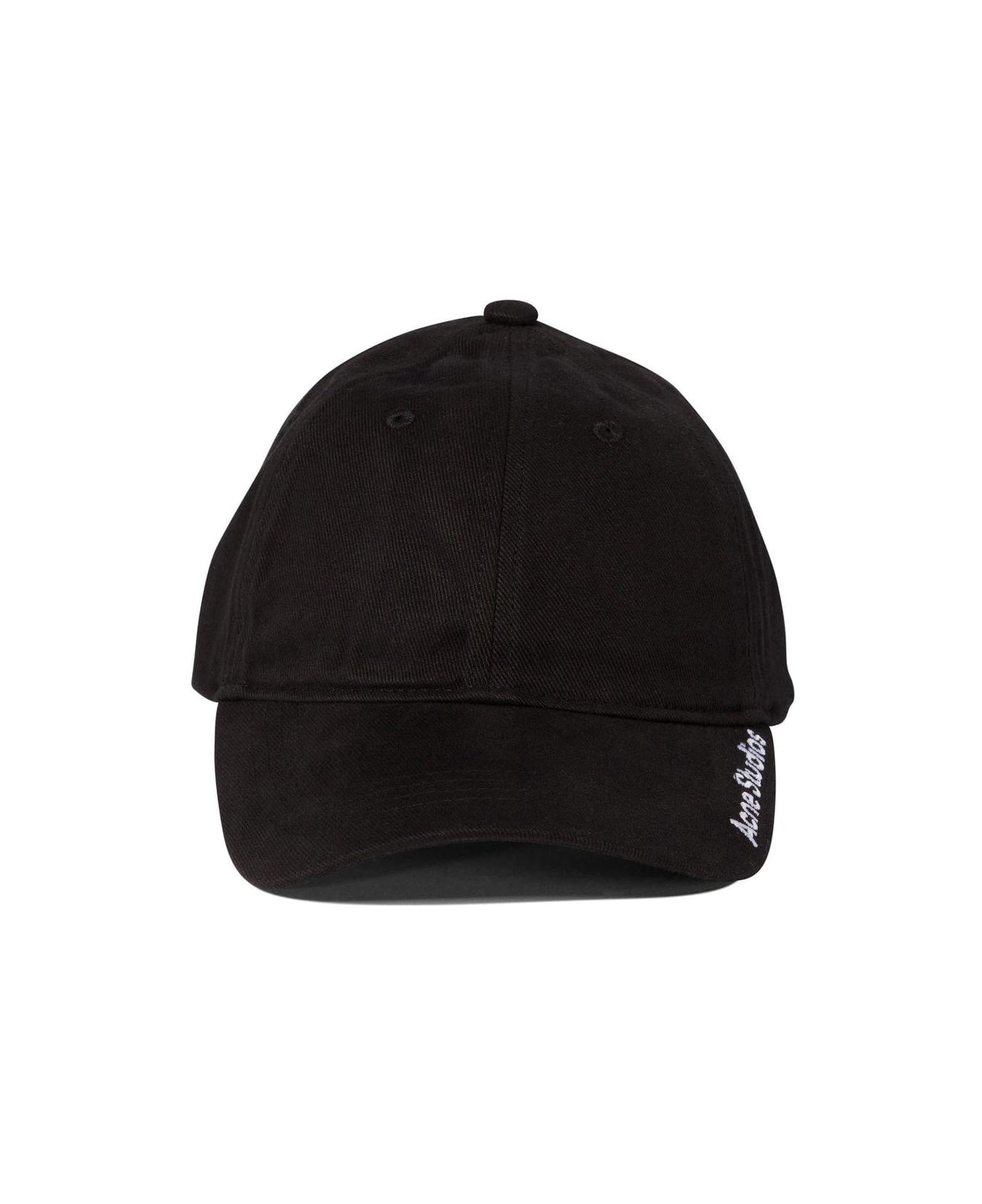 Acne Studios Logo Embroidered Curved Peak Cap - Black