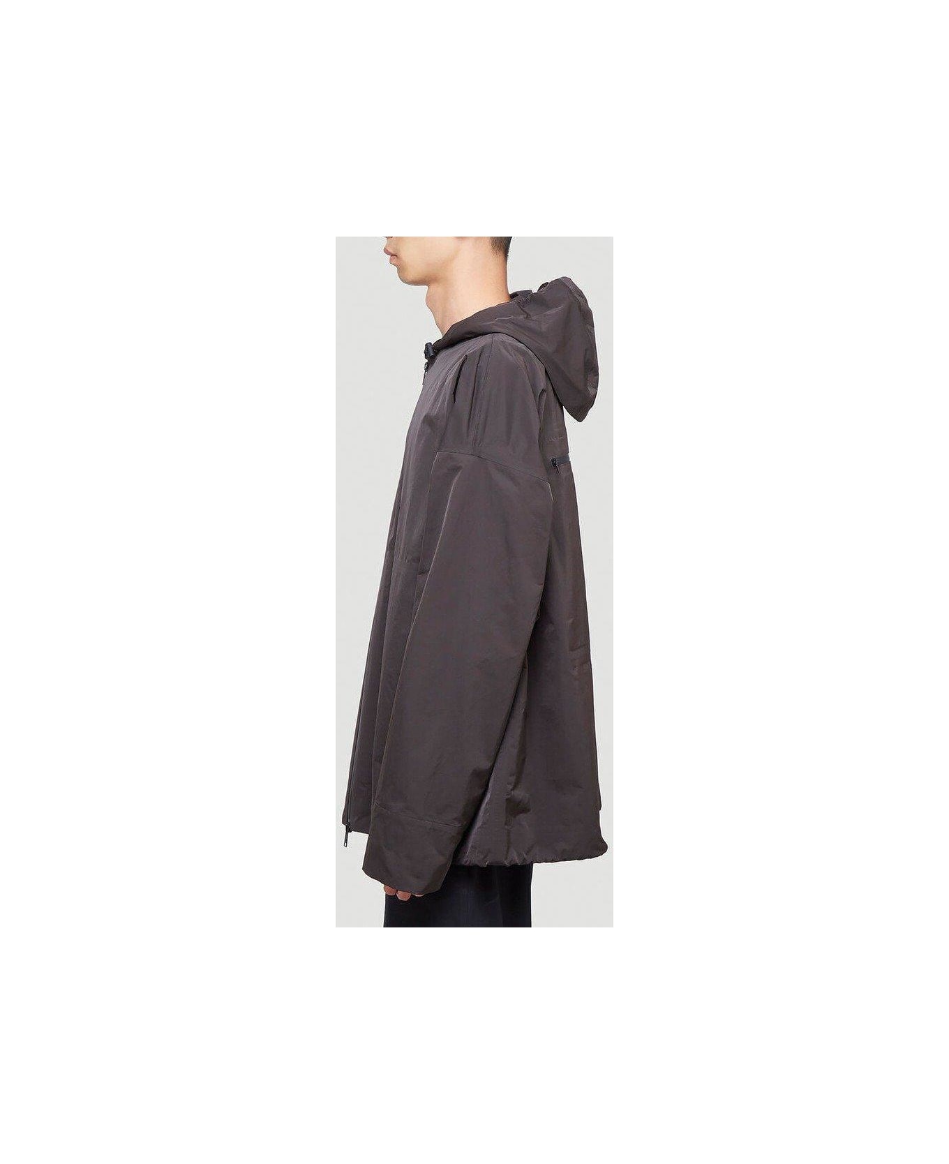 Bottega Veneta Hooded Windbreaker Jacket - BROWN