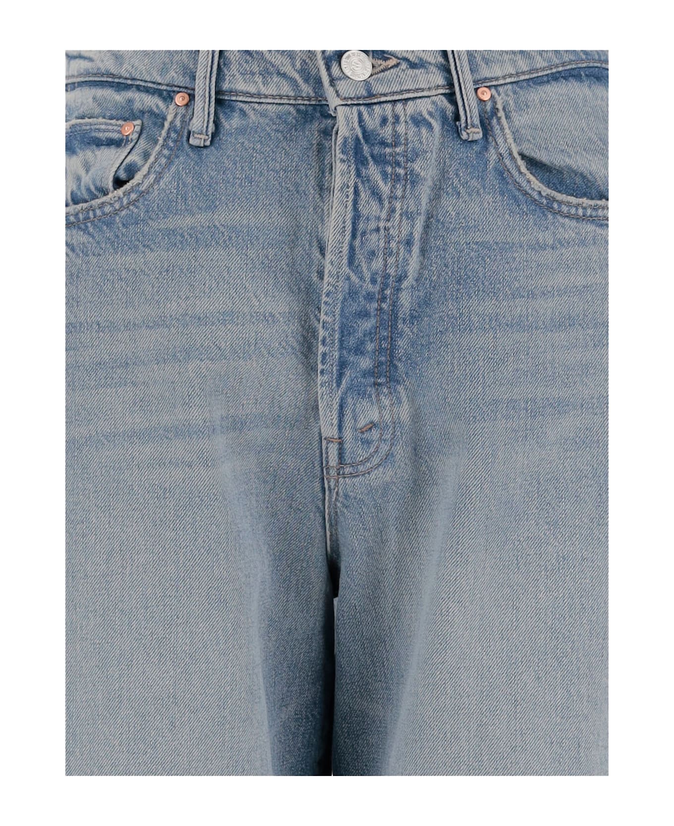Mother Cotton Denim Patchwork Jeans - Denim