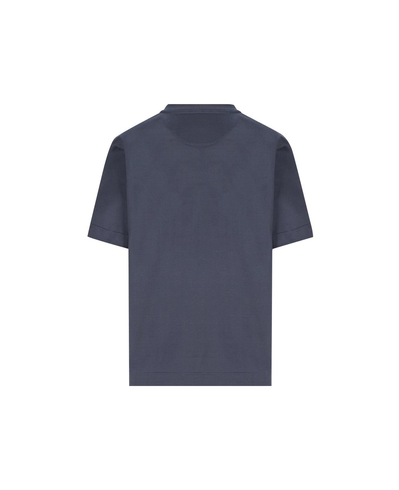 Fendi Crest Embroidered Crewneck T-shirt - Blue シャツ