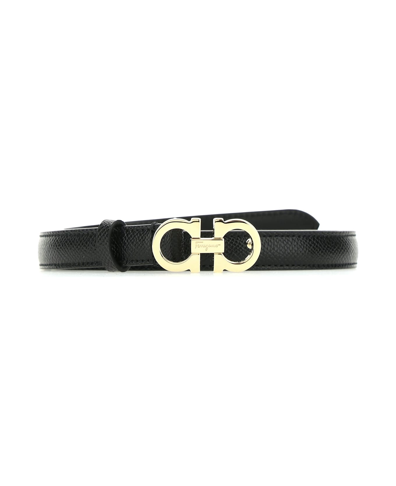 Ferragamo Black Leather Gancini Belt - NERO