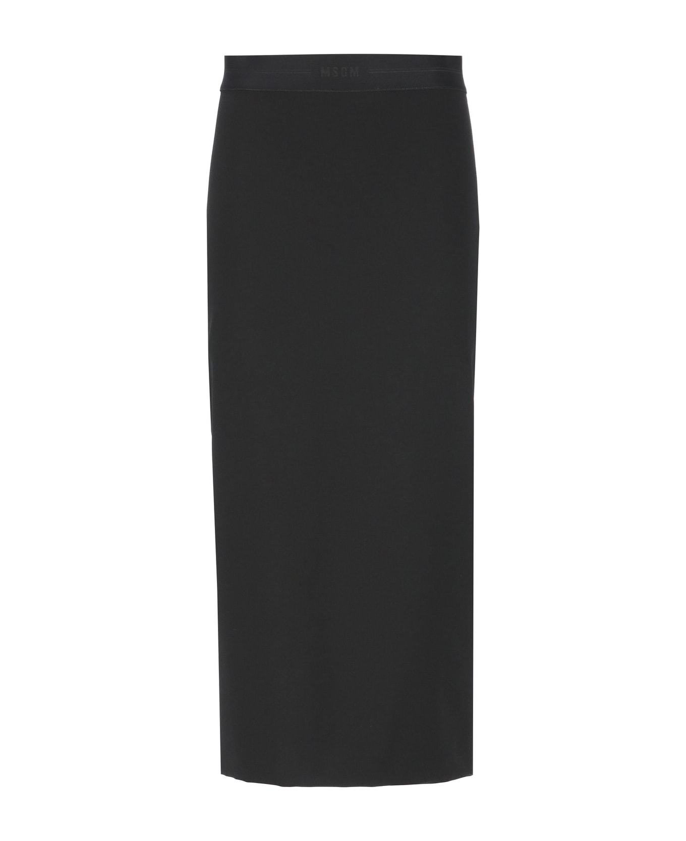 MSGM High-waist Logo-jacquard Midi Skirt - Black