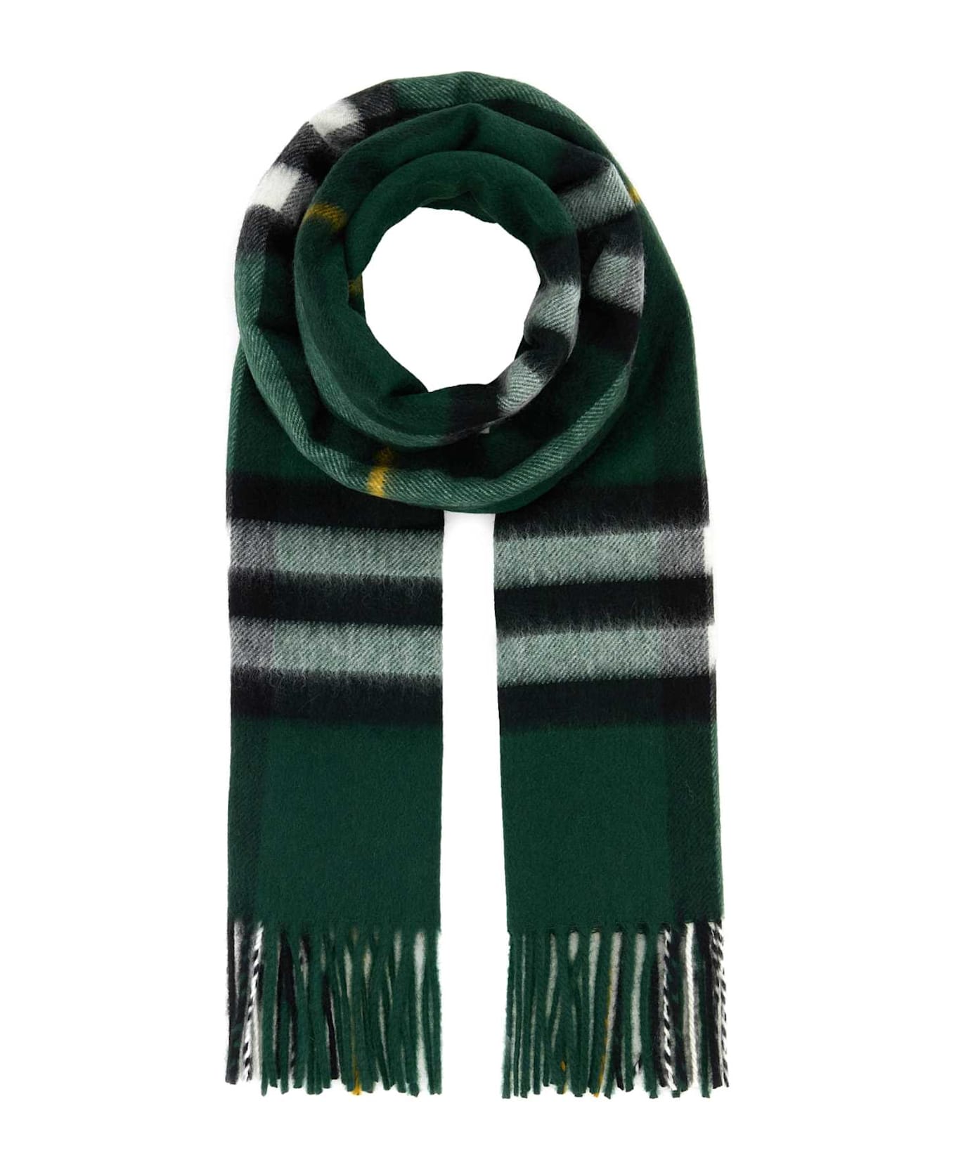 Burberry Embroidered Cashmere Scarf - DARKFERNGREEN