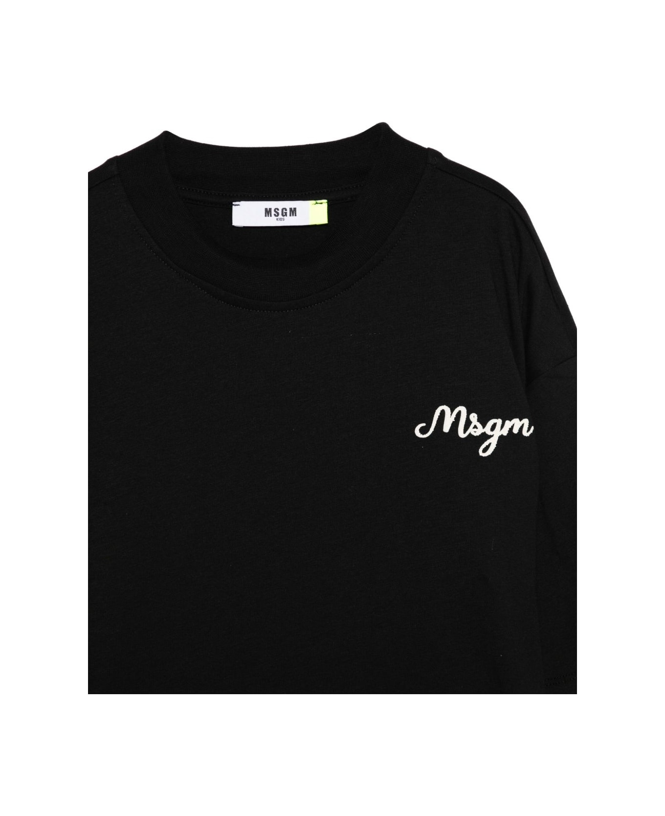 MSGM Kids T-shirt With Embroidered Logo - Black
