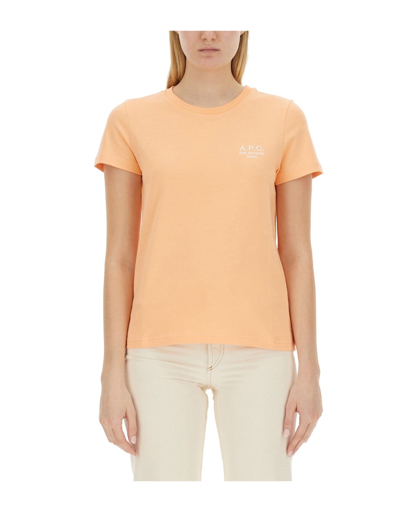 A.P.C. T-shirt With Logo - Ead Peach Tシャツ