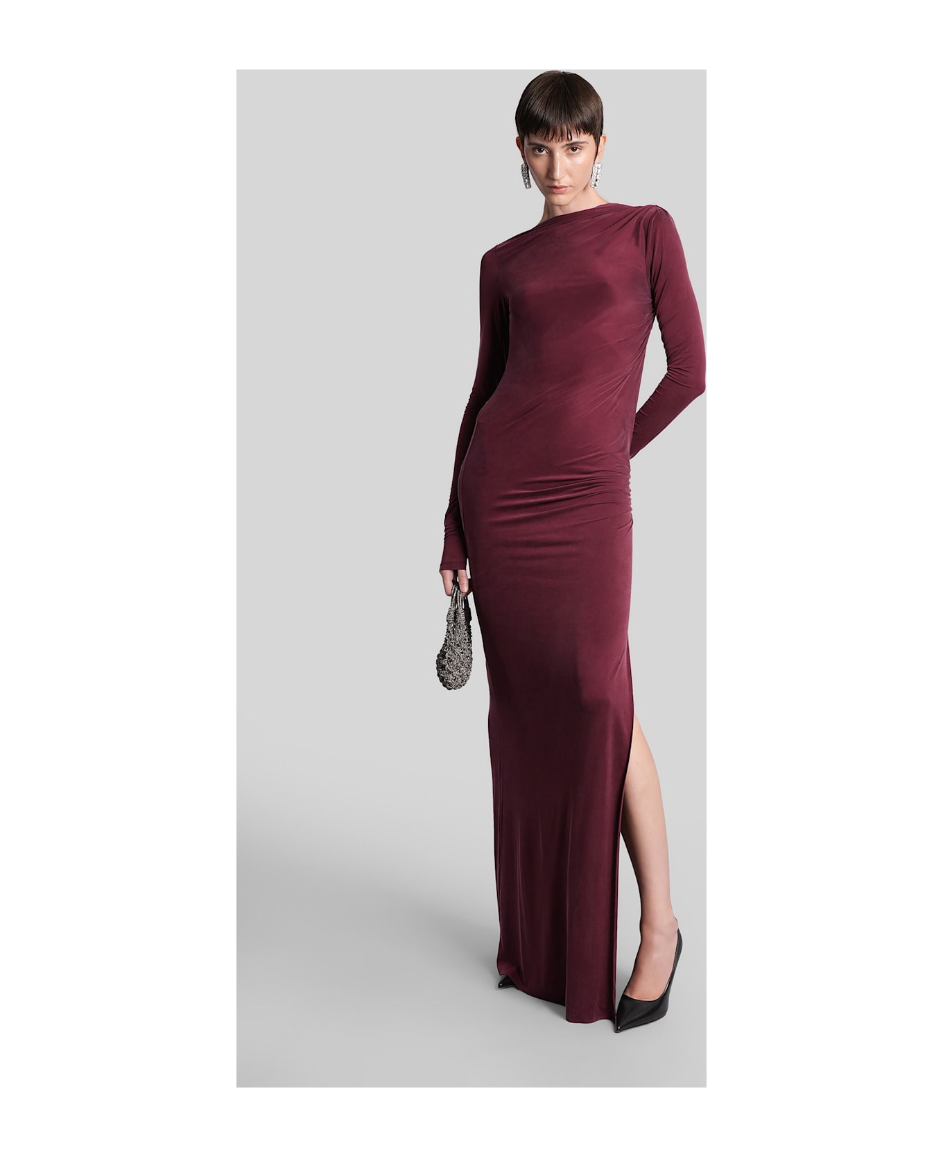 The Andamane Sophie Maxi Long Dress In Bordeaux Polyamide Polyester - bordeaux