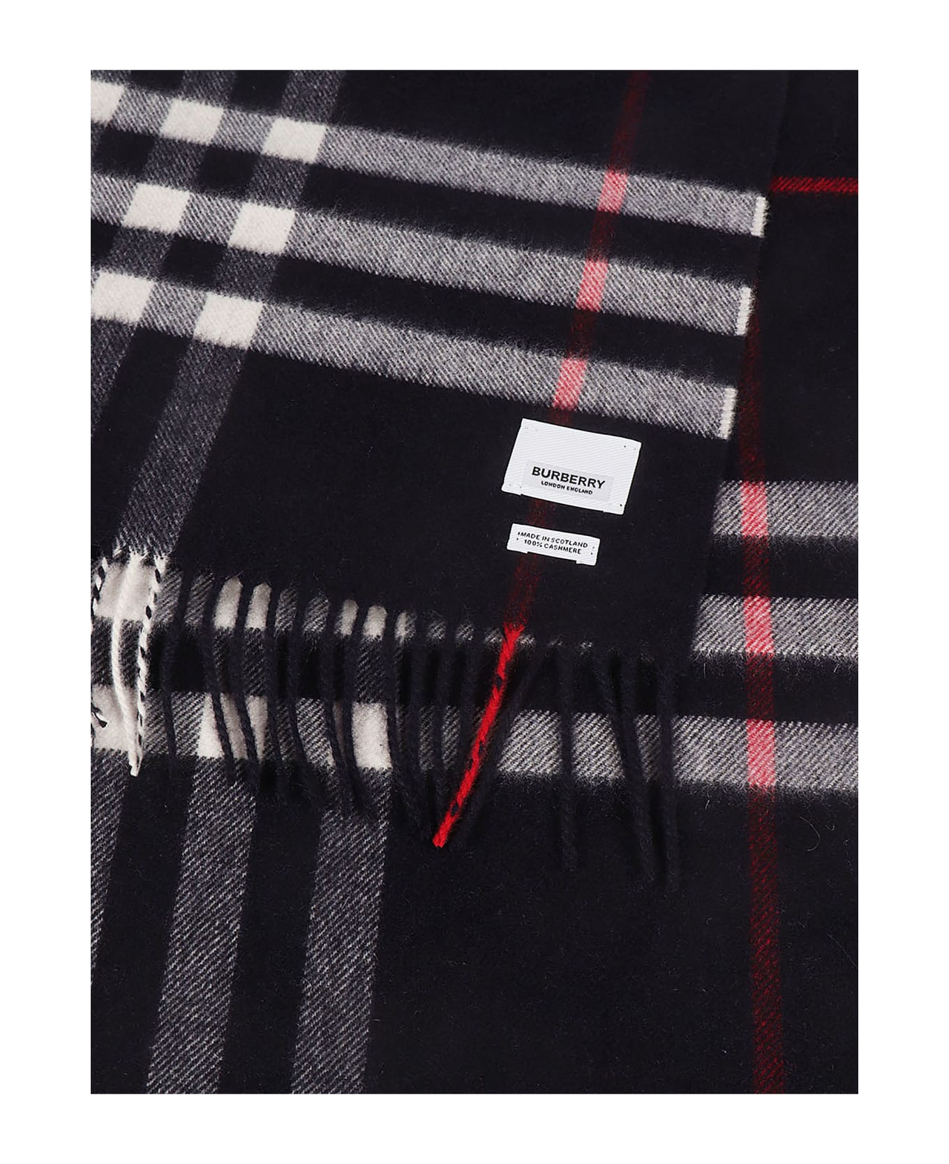 Burberry Checked Scarf - Navy