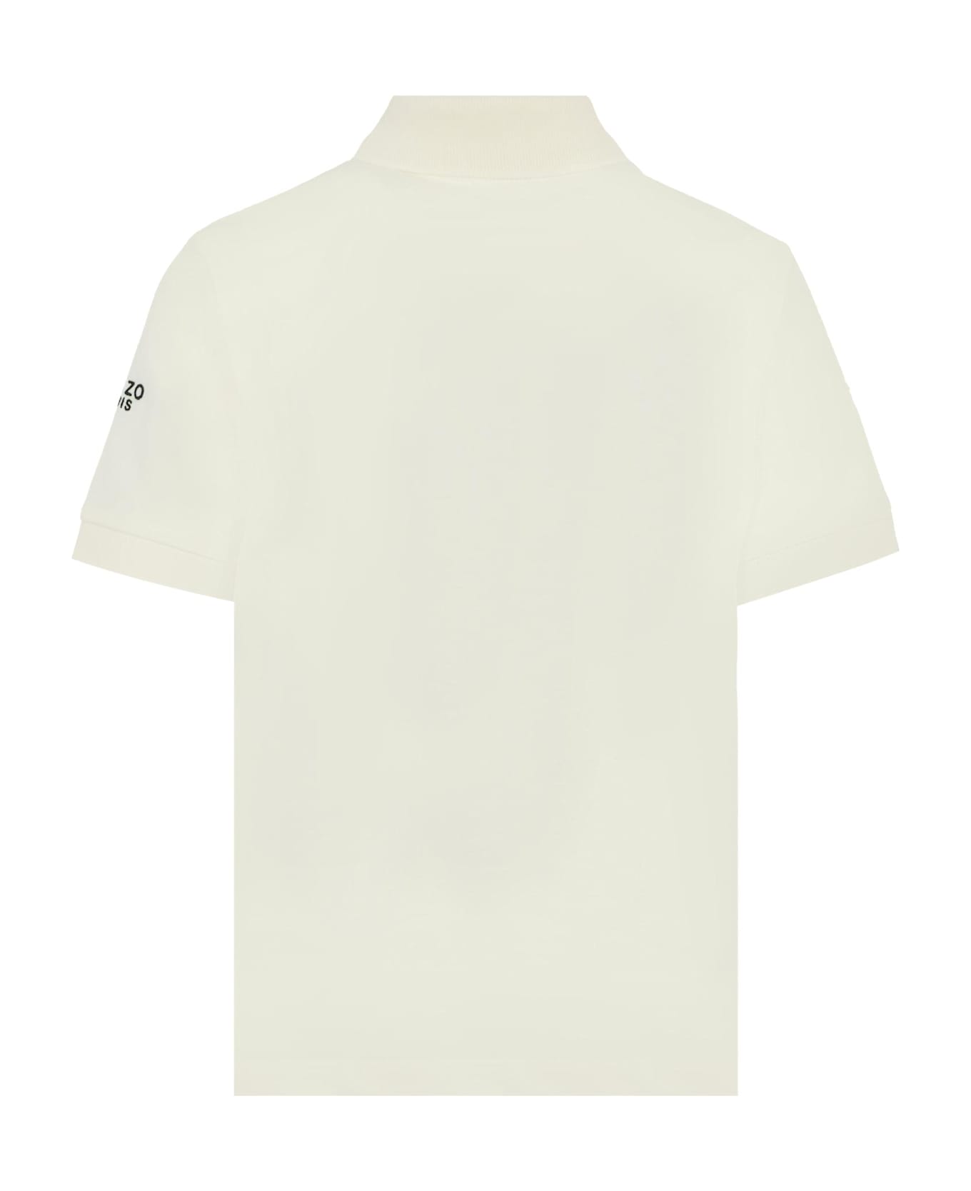 Kenzo Kids White Polo Shirt For Boy With Kotora - Ivory