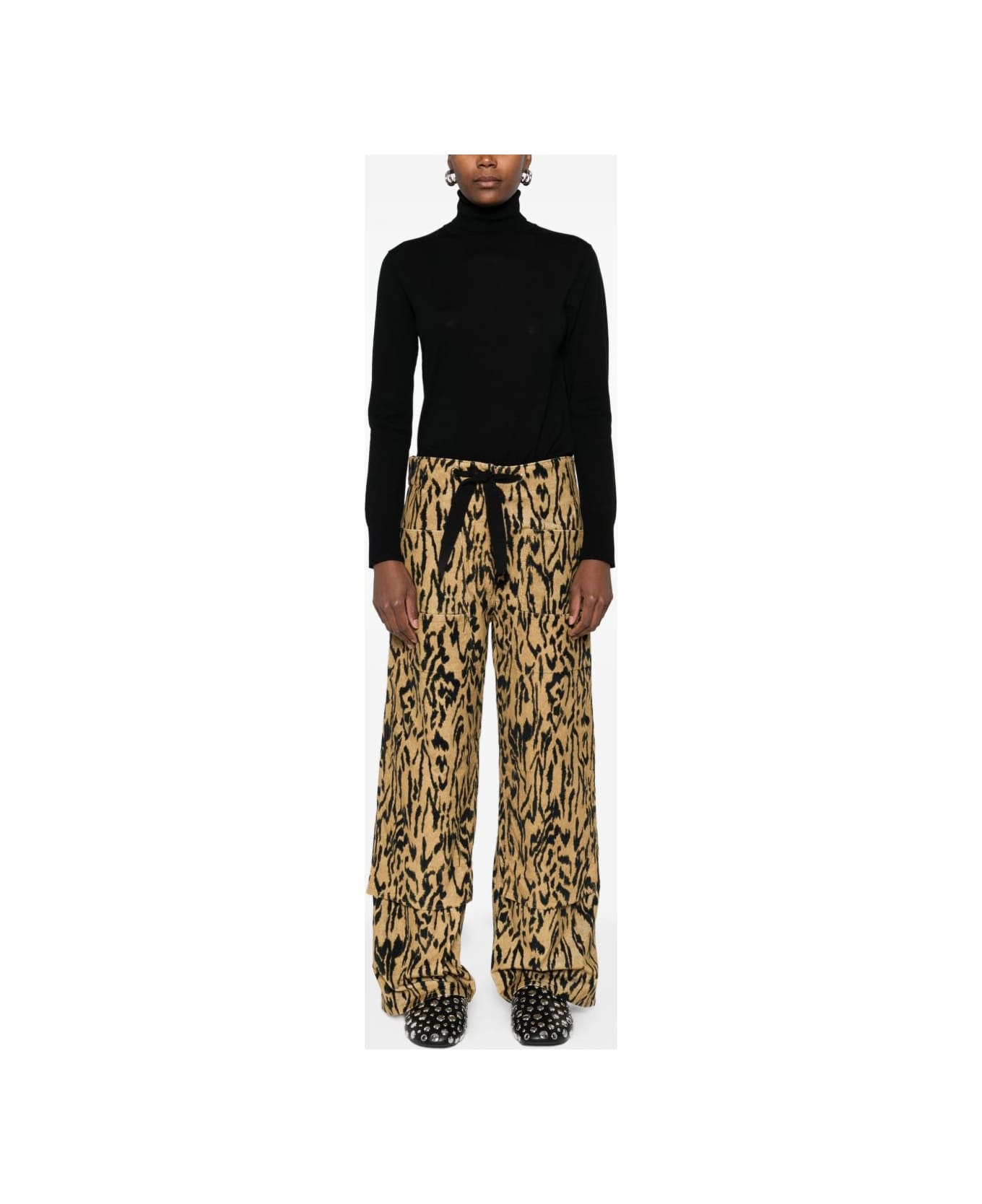 Forte_Forte Jacquard Velvet Trousers - Brown ボトムス