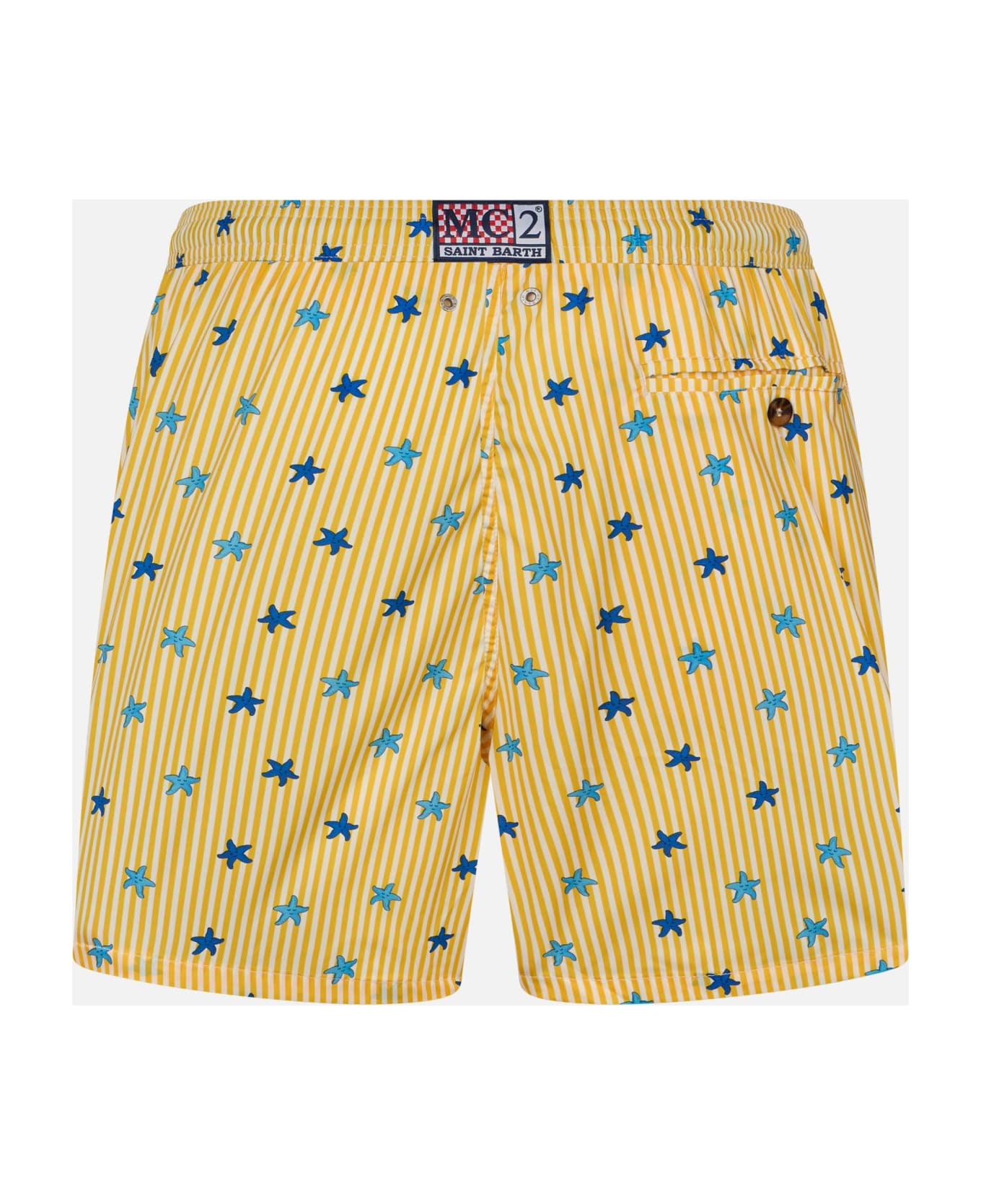 MC2 Saint Barth Comfort Light Classic Stretch Swim Shorts With Starfishes Print - YELLOW