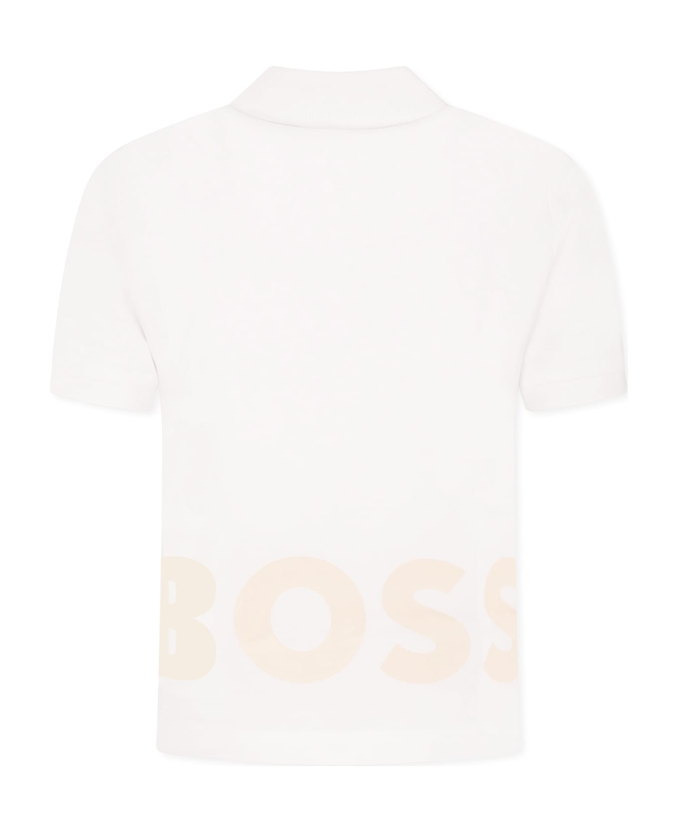 Hugo Boss White Polo For Boy With Logo - White