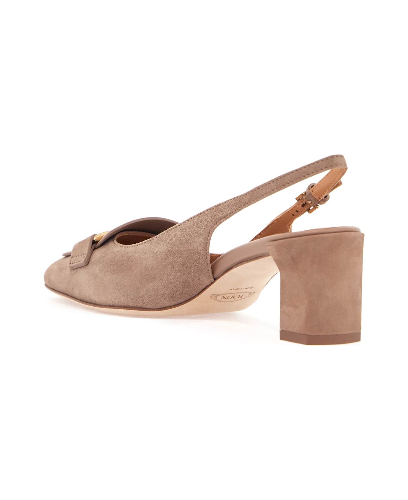 Tod
s Goat Leather Pumps With Metal Bar - CAPPUCCINO (Beige)